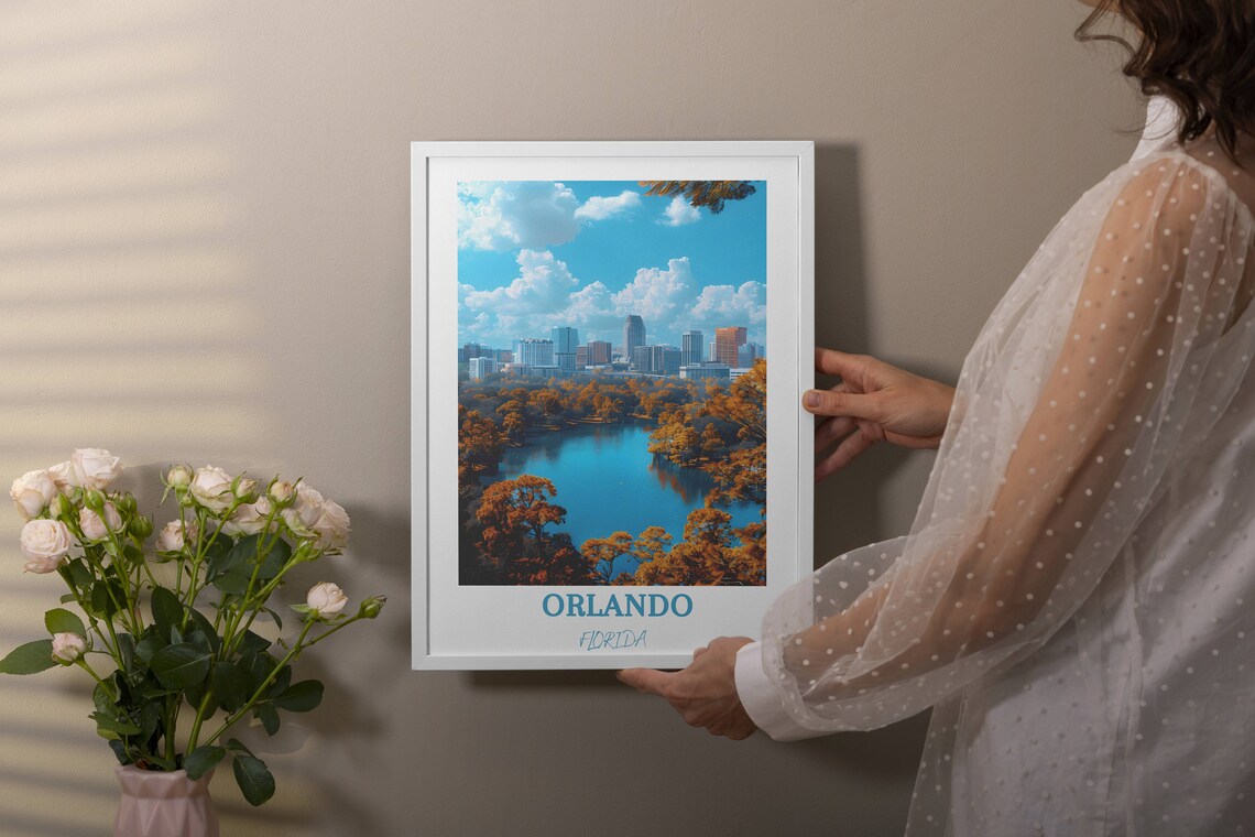 Orlando Skyline Over Golden Trees At Lake Eola Park Daytime Poster - Image 4