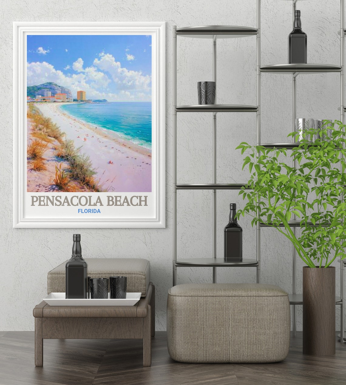 Pensacola Beach White Sand Shoreline Florida Coast Travel Poster - Image 3