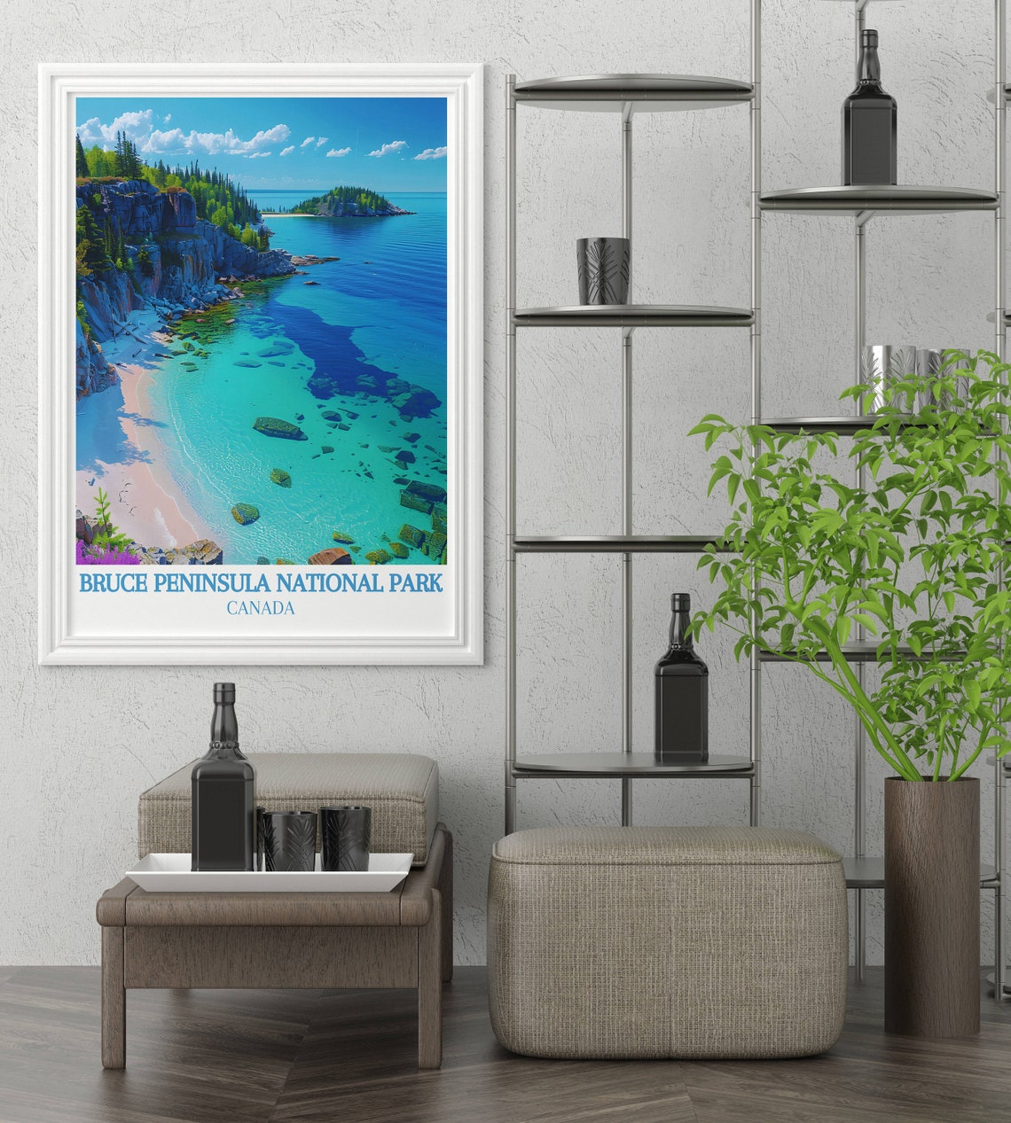 Bruce Peninsula Turquoise Cove Sandy Beach Canada Travel Poster - Image 2