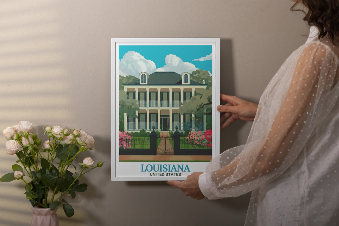Garden District Mansion With Grand Columns Louisiana Travel Poster - Image 3