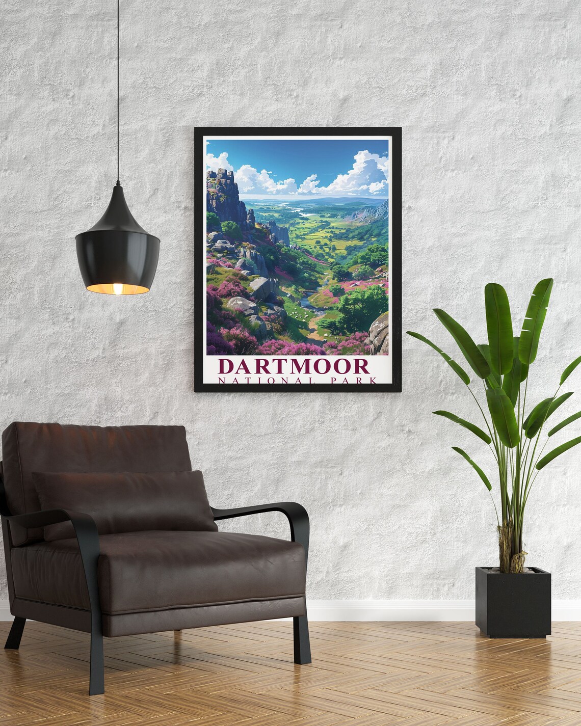 Dartmoor National Park Heather Moorland Valley Travel Poster - Image 3