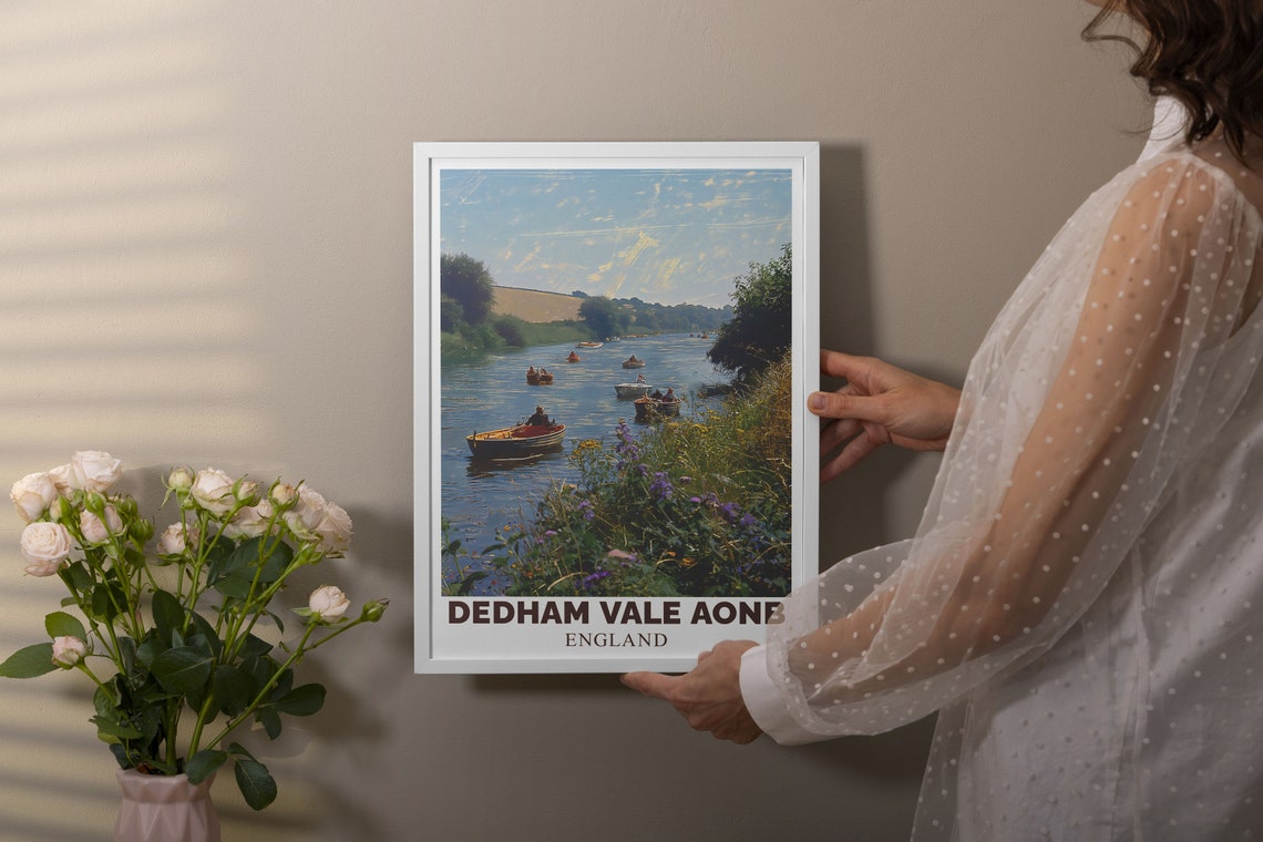 Dedham Vale AONB England Poster With Rowboats Drifting On A River - Image 3