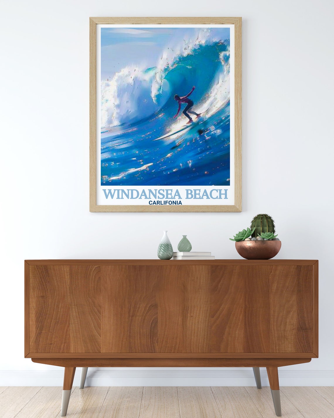 Windansea Beach Surfer Riding Turquoise Barrel Wave California Poster - Image 3