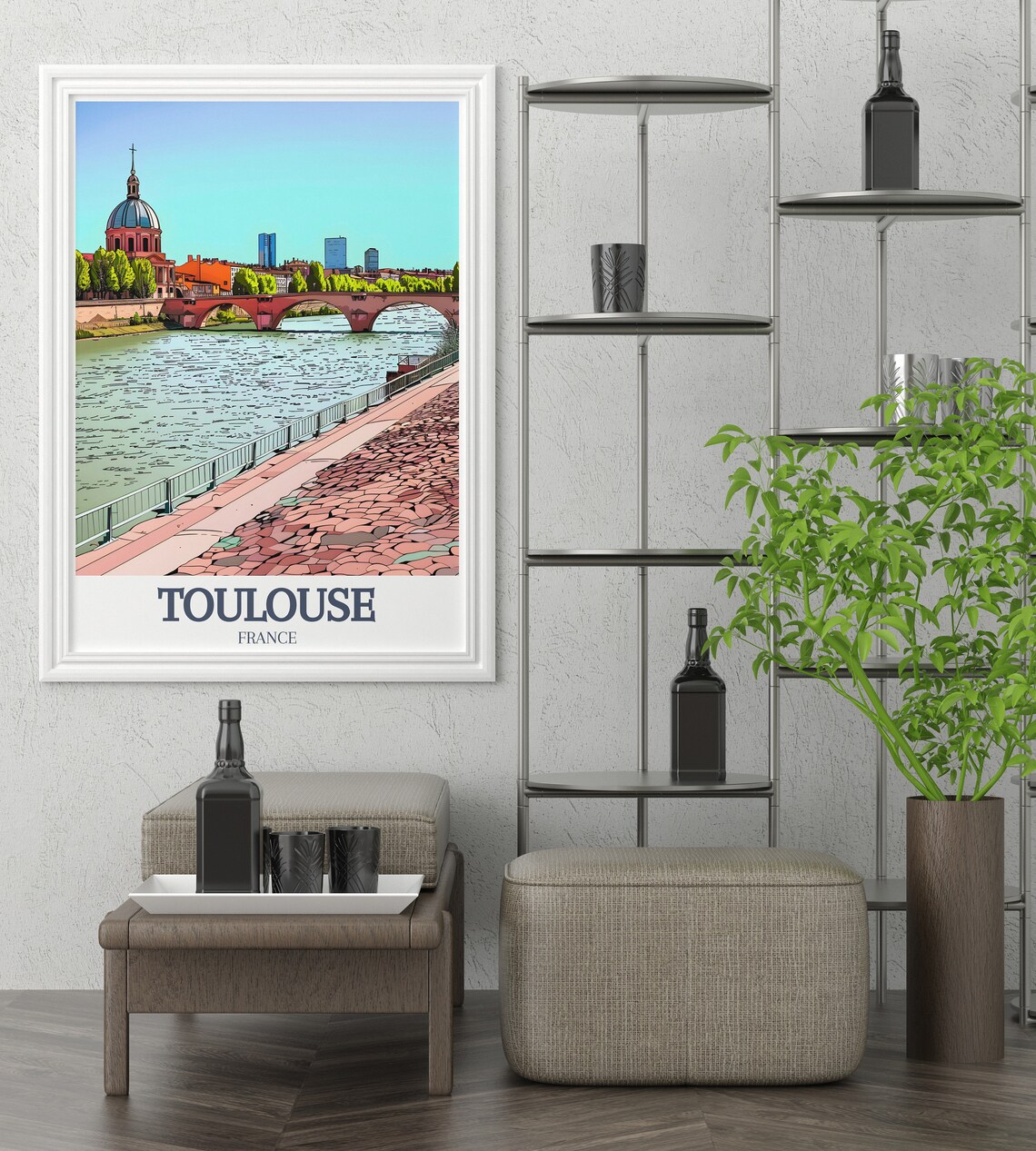Toulouse Garonne River Domed Church France Riverside View Poster - Image 3