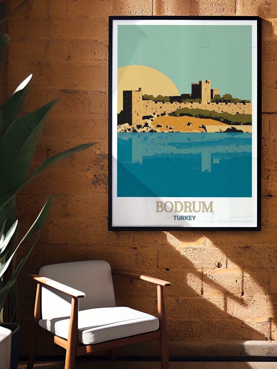 Bodrum Castle Turkey Golden Aegean Sunset Vintage Travel Poster - Image 3