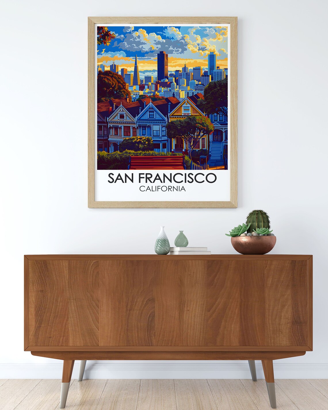 San Francisco Painted Ladies Victorian Houses Skyline Poster - Image 2