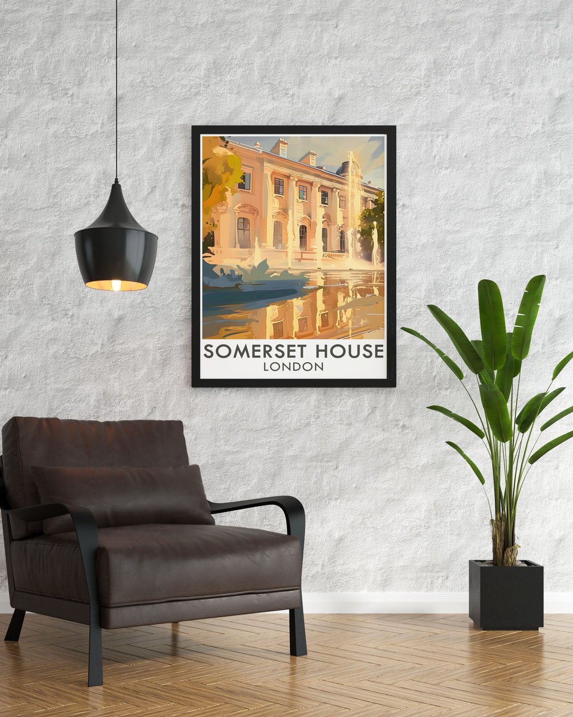 Somerset House Poster The Fountains Art Deco Print The Fountains And Somerset House Art London Travel Poster - Image 3
