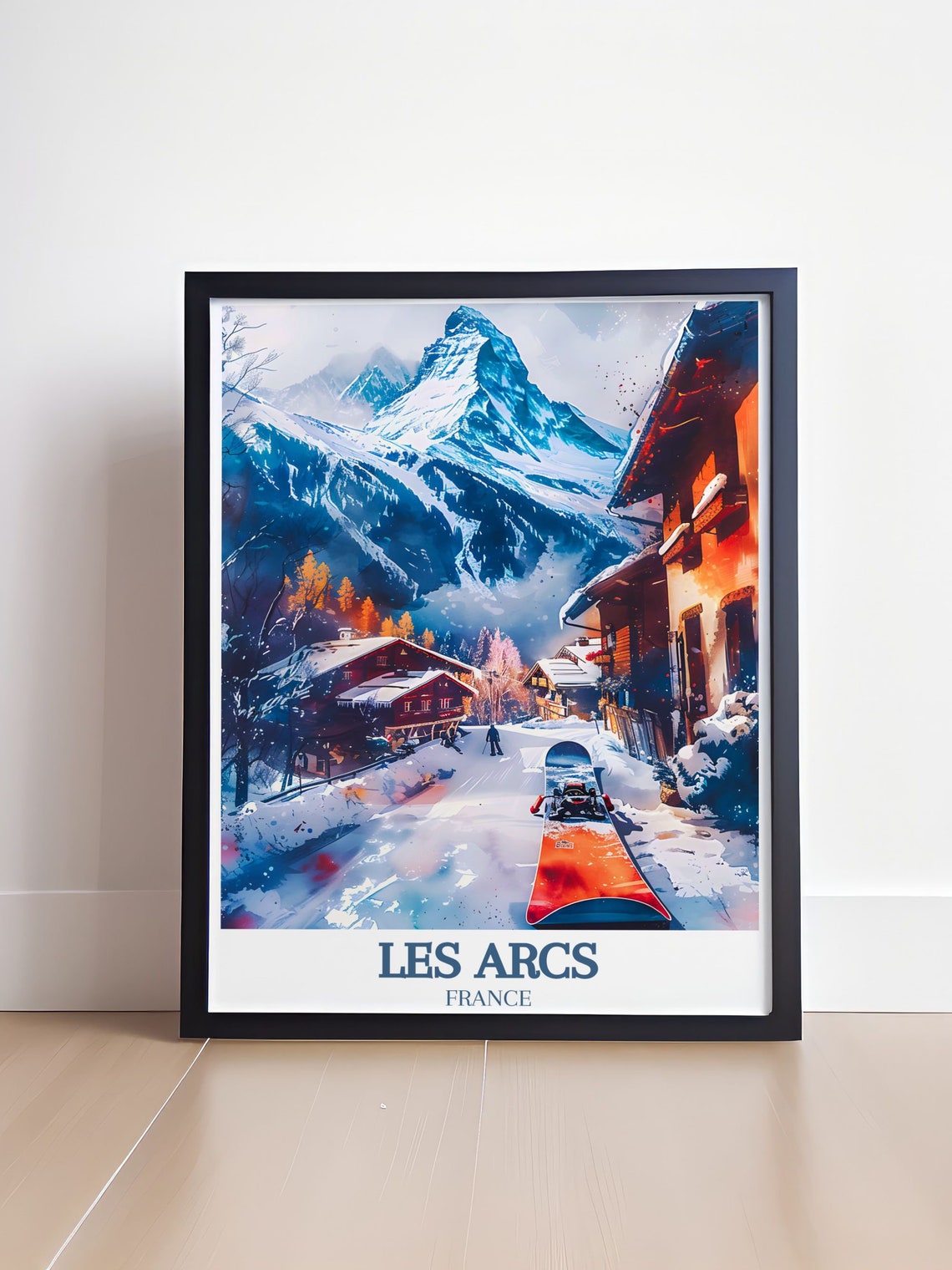 Les Arcs France Snowboard Village Mont Blanc View Travel Poster - Image 4
