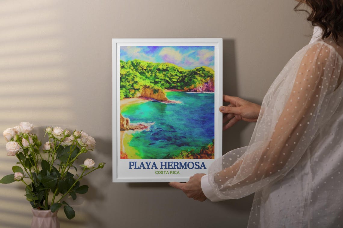 Playa Hermosa Costa Rica Hidden Turquoise Cove Cliffs Poster - Image 2