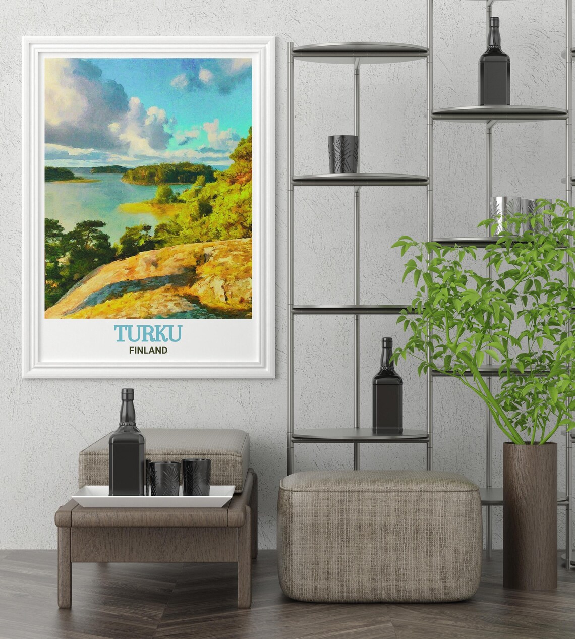 Turku Archipelago Finland Coastal Islands Watercolor Travel Poster - Image 3