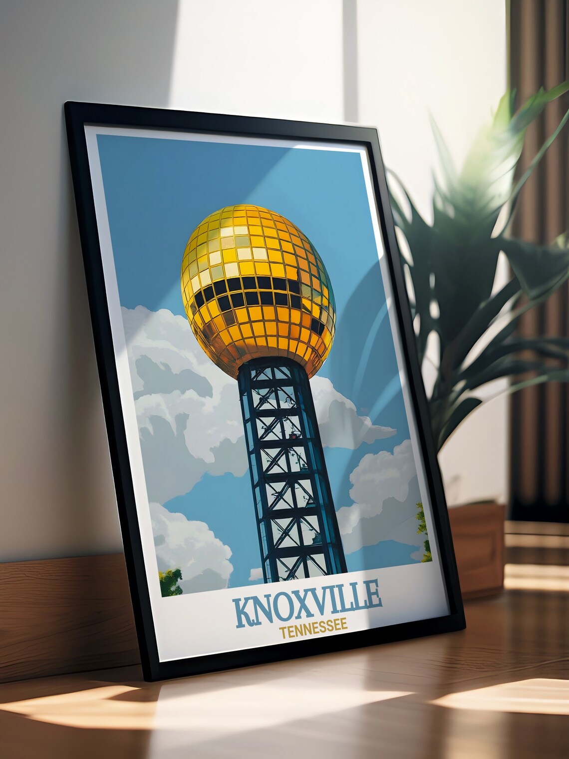 Knoxville Tennessee Sunsphere Golden Tower City Landmark Poster - Image 3