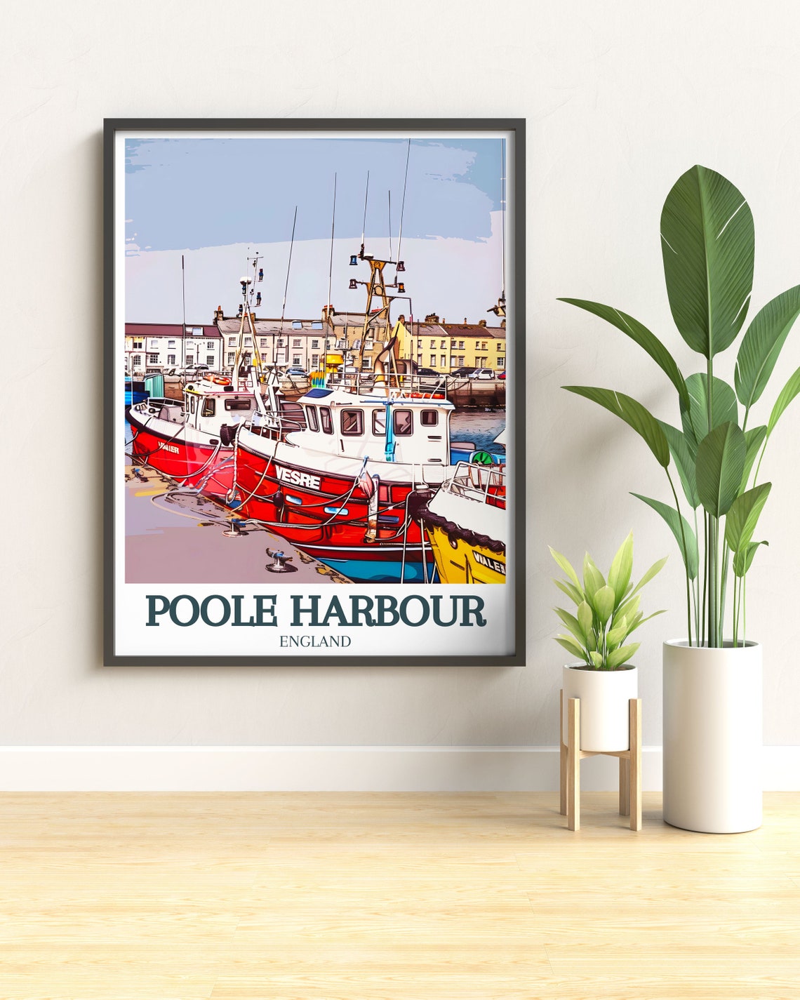 Poole Harbour Colorful Fishing Boats Quay England Travel Poster - Image 2
