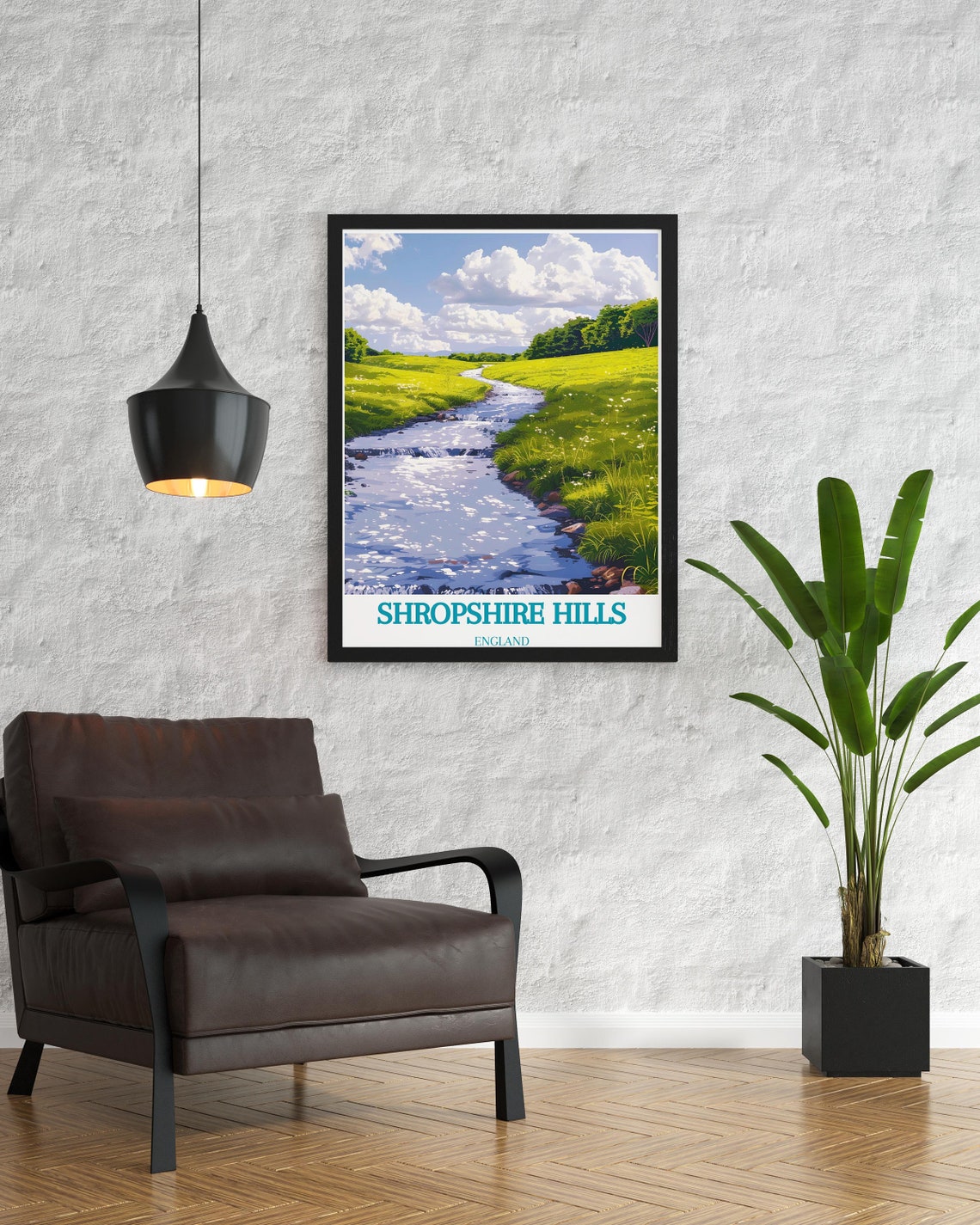 Shropshire Hills England Sparkling Stream Through Green Valley Poster - Image 3