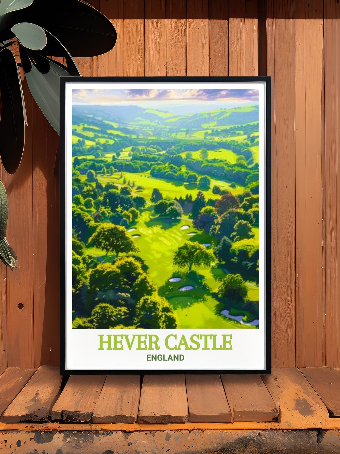 Aerial Hever Castle Golf Course Kent England Travel Scene Poster - Image 2