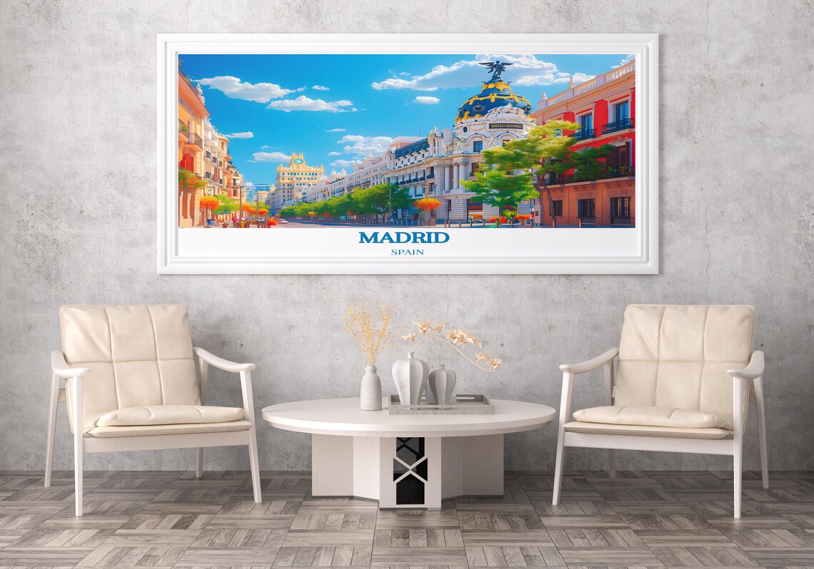 Madrid Spain Gran Via Metropolis Building Bright Sunny Poster - Image 3