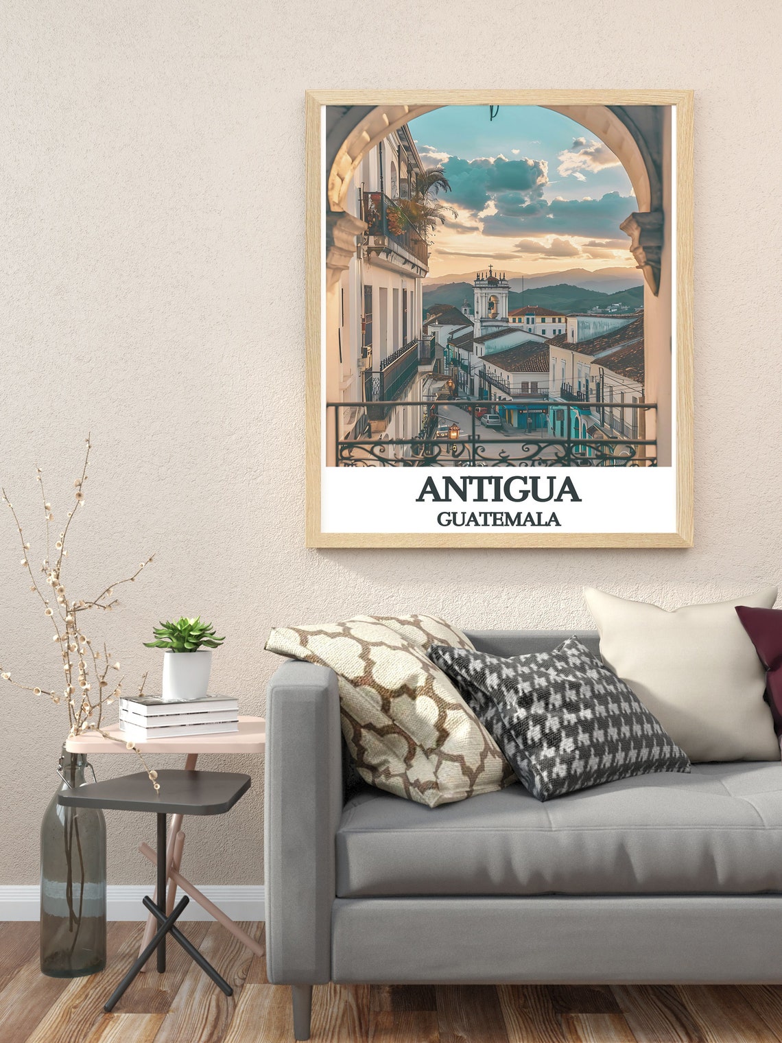 Antigua Guatemala Travel Poster Colonial Street Arch Sunset View - Image 3