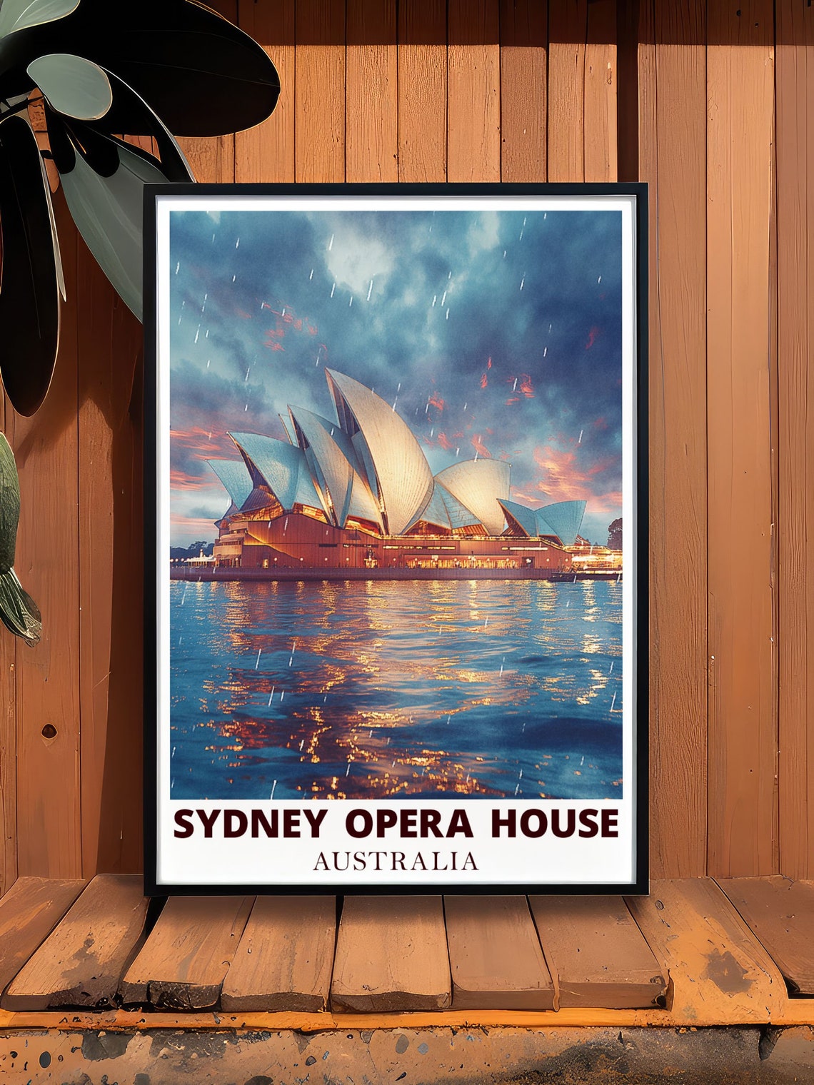 Sydney Opera House Rainy Twilight Evening Harbour Glow Travel Poster - Image 2