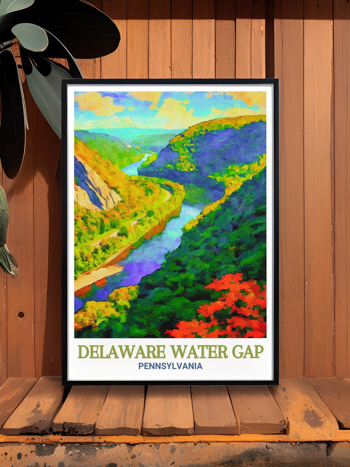 Delaware Water Gap River Bend Through Vibrant Autumn Forest Poster - Image 3
