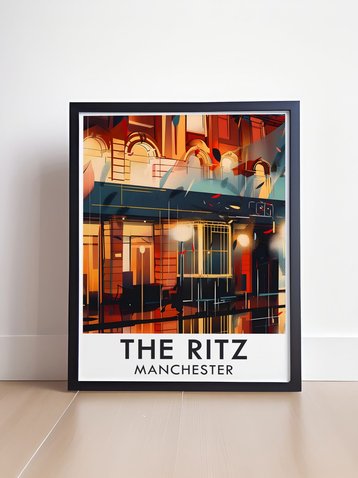 The Ritz Manchester Nightclub Facade Rainy City Lights Art Poster - Image 4