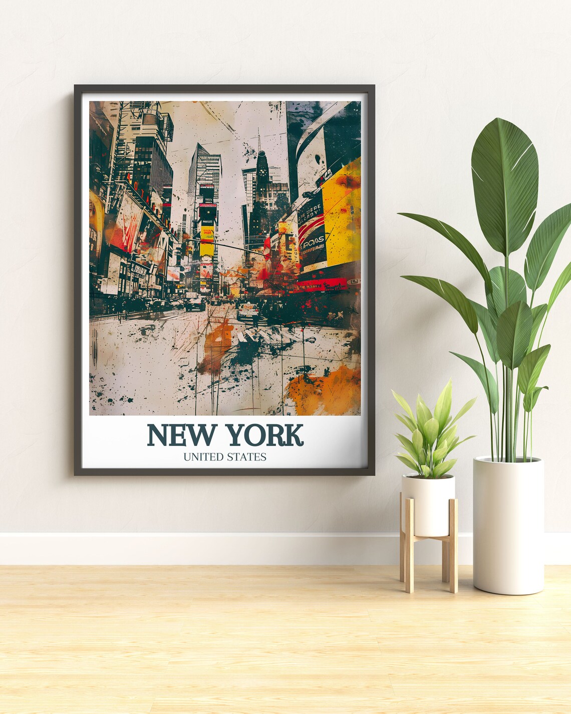 New York Times Square Street Watercolor United States Poster - Image 3