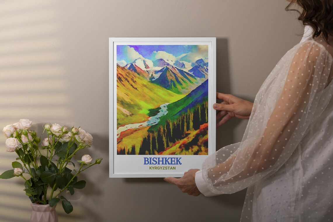 Bishkek Ala Archa Snowy Peaks and Green River Valley Art Poster - Image 3
