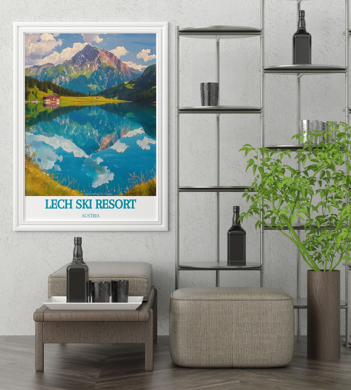 Lech Ski Resort Austria Mirror Lake Mountain Reflection Poster - Image 3