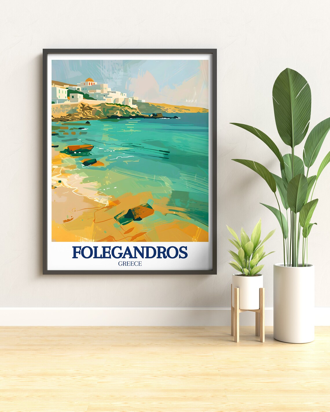 Folegandros Bay White Village on the Aegean Coast Greece Poster - Image 2