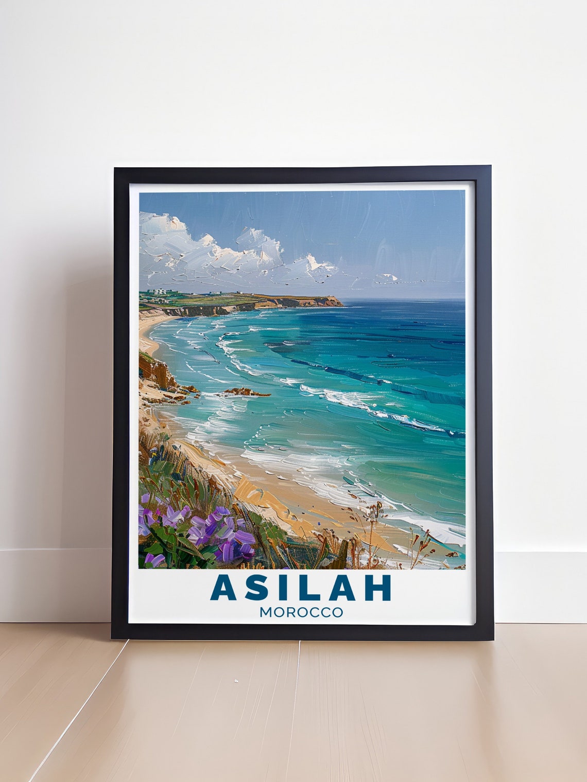 Asilah Paradise Beach Turquoise Waves Cliffs Morocco Travel Poster - Image 4