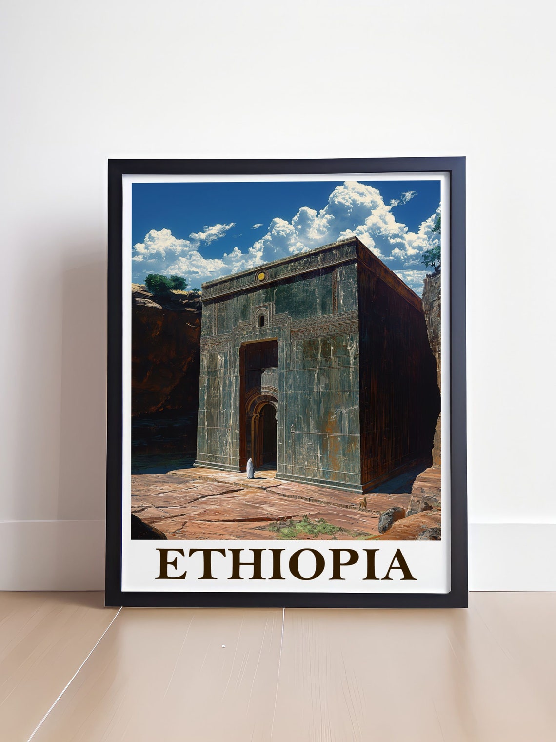 Ethiopia Ancient Rock Hewn Church Dramatic Sky Travel Art Poster - Image 4