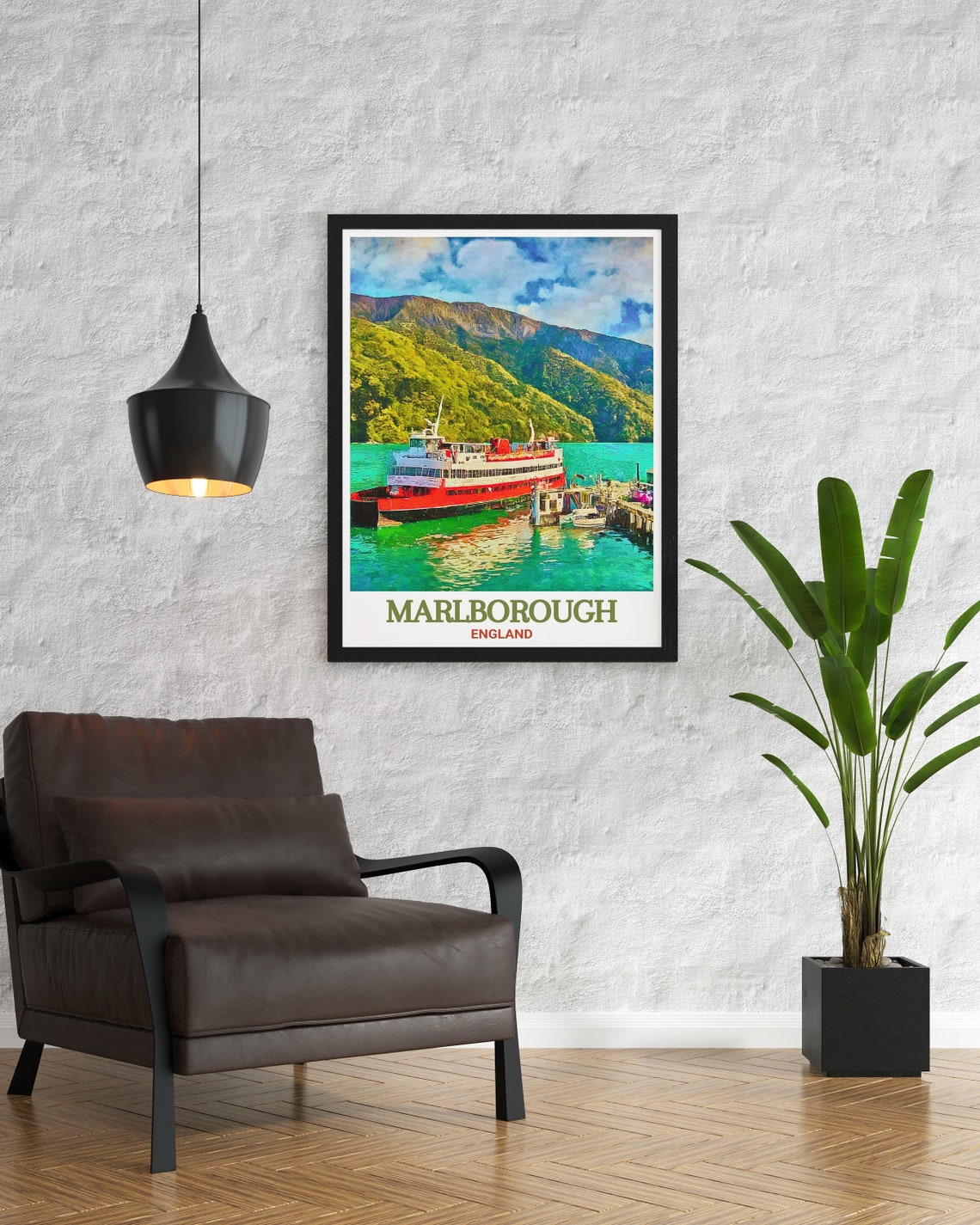 Marlborough Red Ferry Harbour Nostalgic Vintage Travel Poster - Image 2