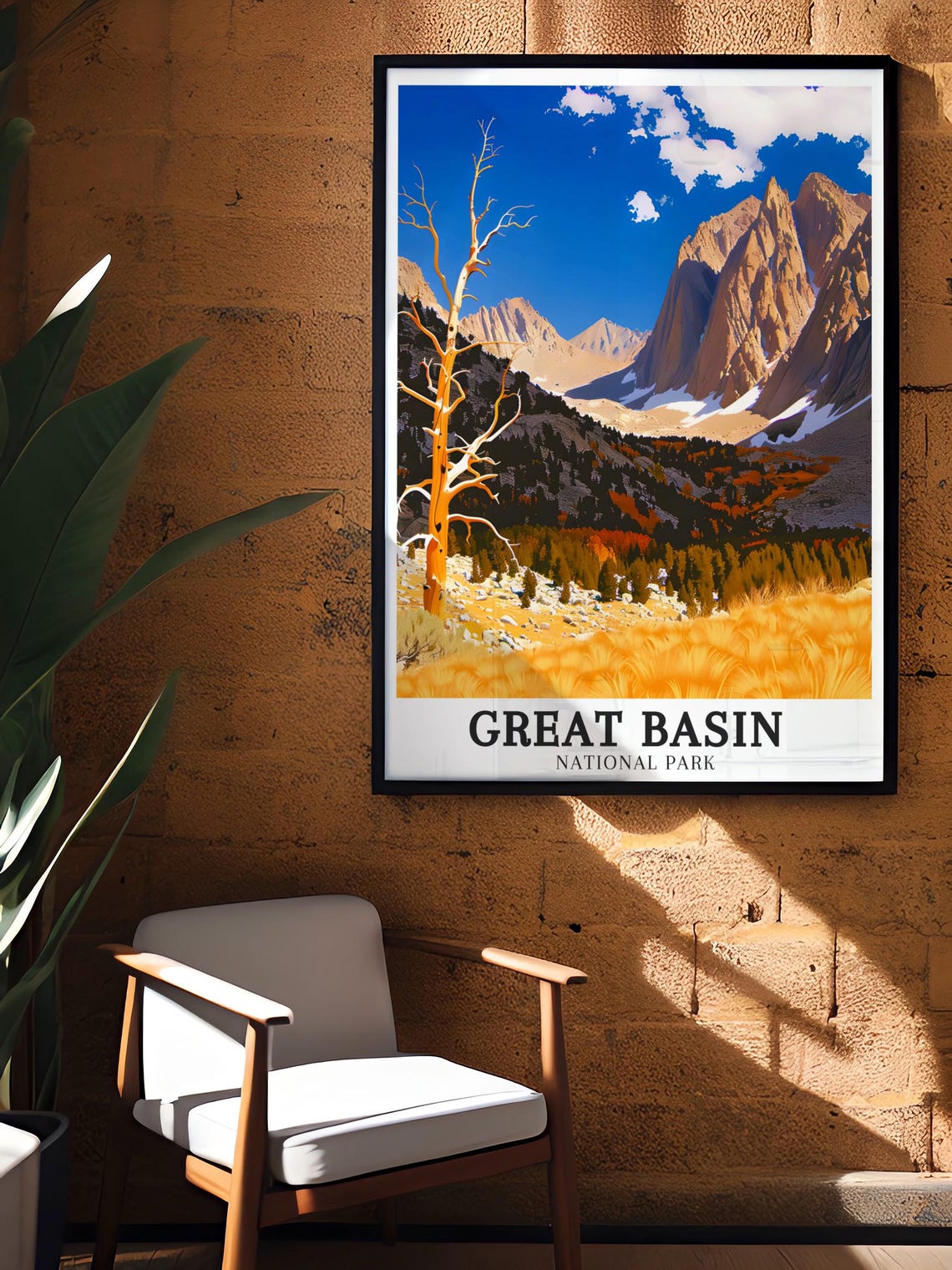 Great Basin National Park Poster Golden Meadow and Rugged Peak View - Image 3