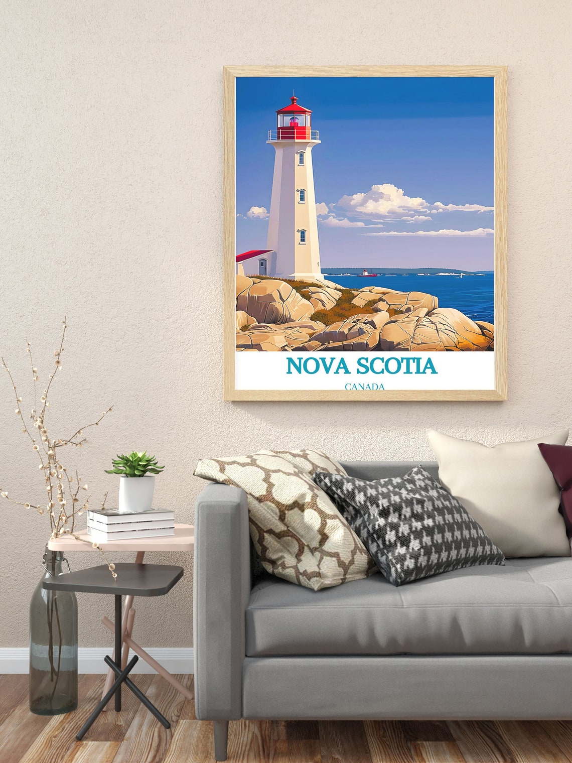 Nova Scotia Canada Peggys Cove Lighthouse On Rocky Shore Poster - Image 3