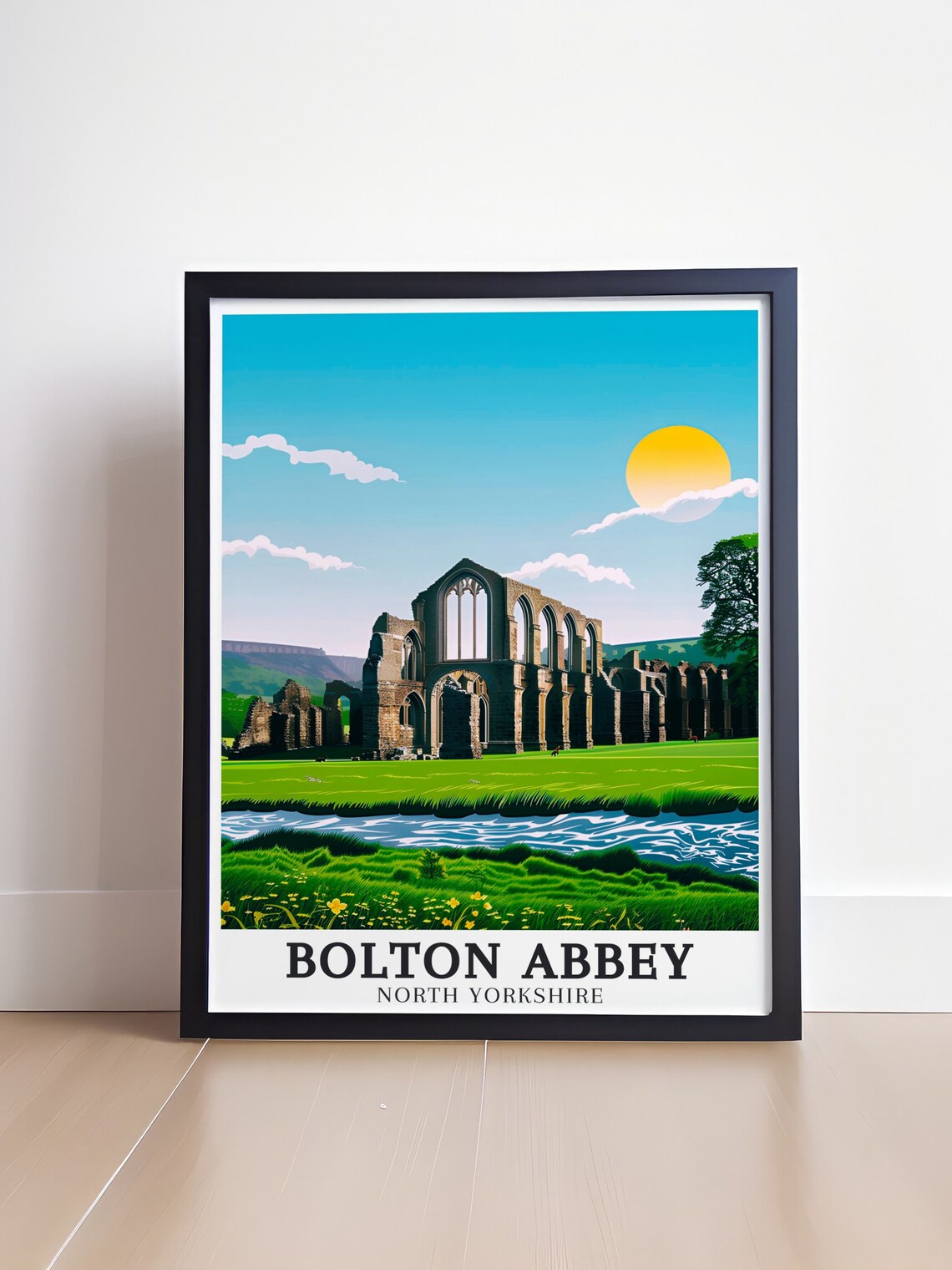 Bolton Abbey North Yorkshire Vintage Retro River Wharfe Travel Poster - Image 4