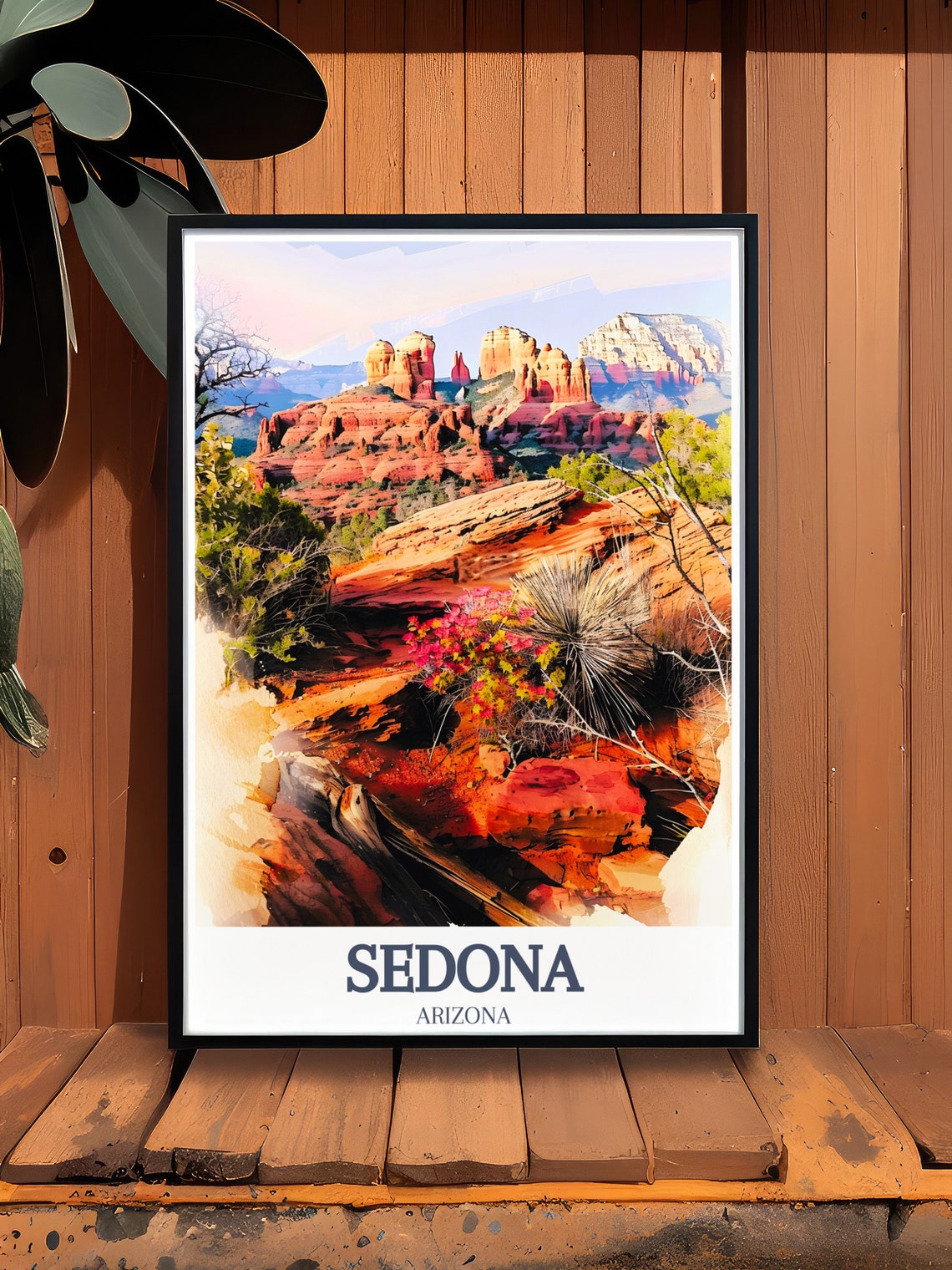 Sedona Travel Poster Cathedral Rock And Bell Rock Art Cathedral Rock And Bell Rock Posters Sedona Travel Art And Arizona Wall Decor - Image 2