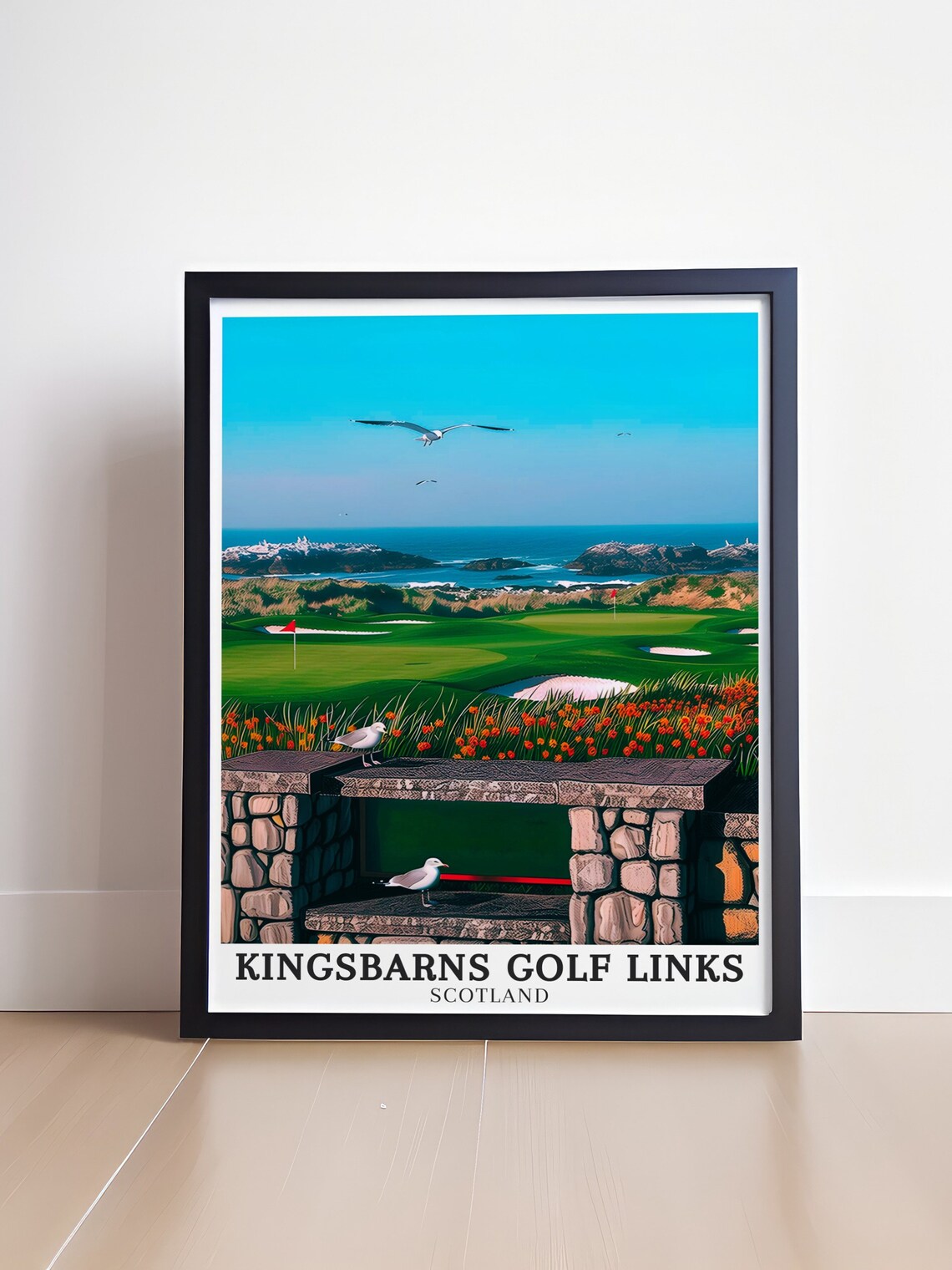 Kingsbarns Golf Wall Art North Sea Fife Coastline Decor And Golf Art Print North Sea Fife Coastline Travel Poster Kingsbarns Golf Art - Image 4