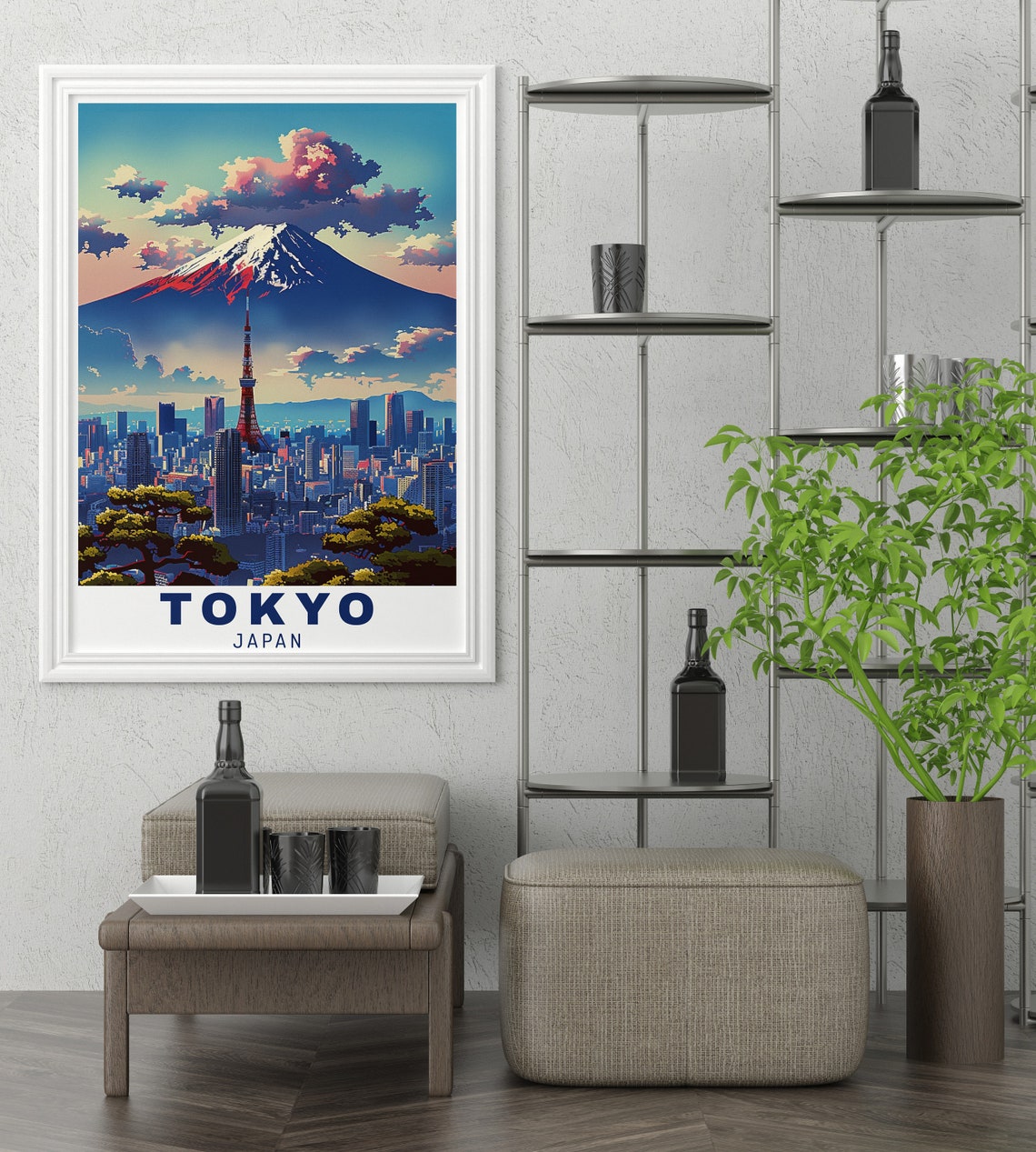 Tokyo Japan Snow Capped Mount Fuji Over The City Skyline Poster - Image 3
