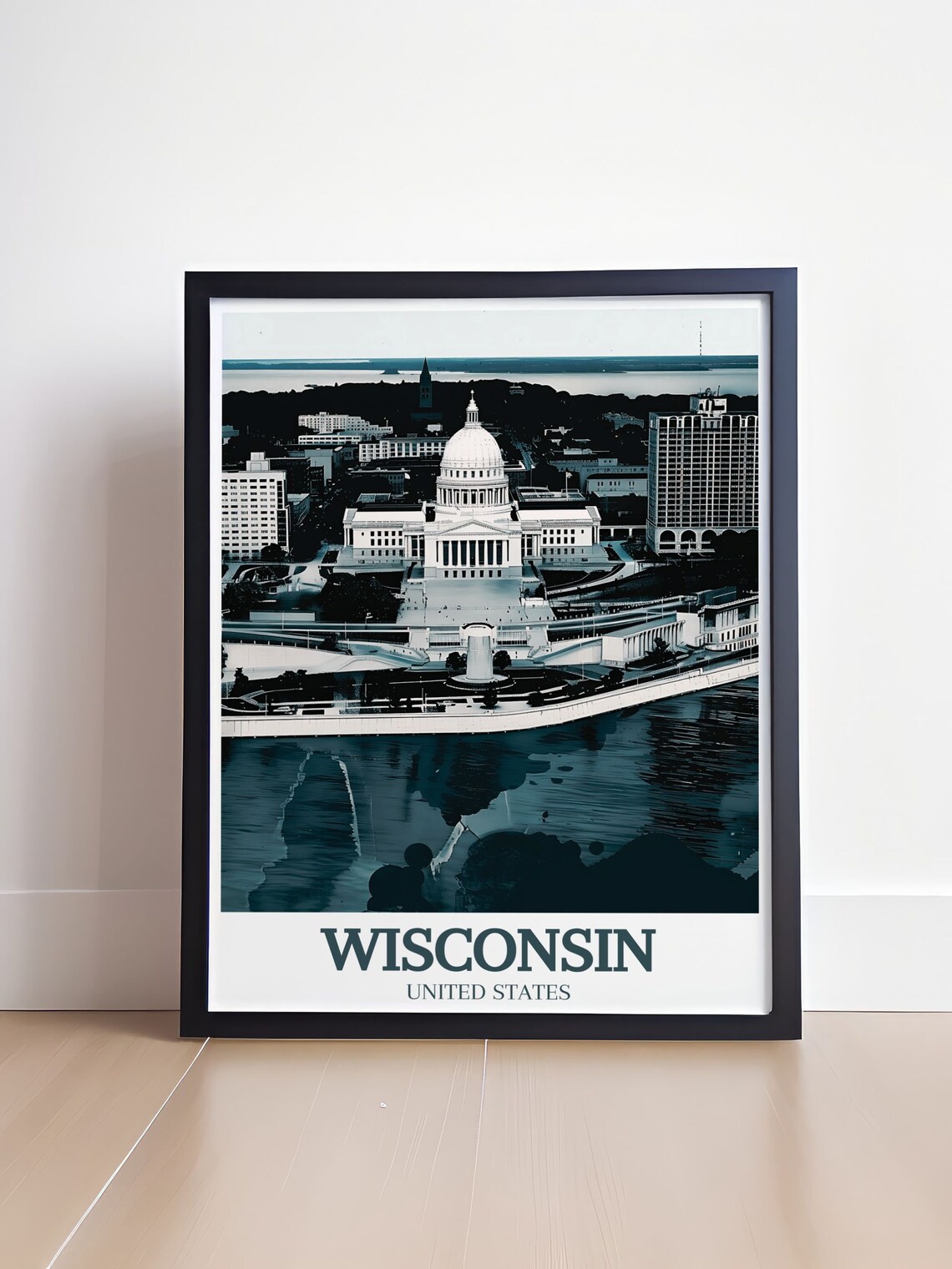 Wisconsin Travel Print Lake Monona Perfect For Gifts Wisconsin State Capitol And Lake Monona Poster Wisconsin Wall Art - Image 4