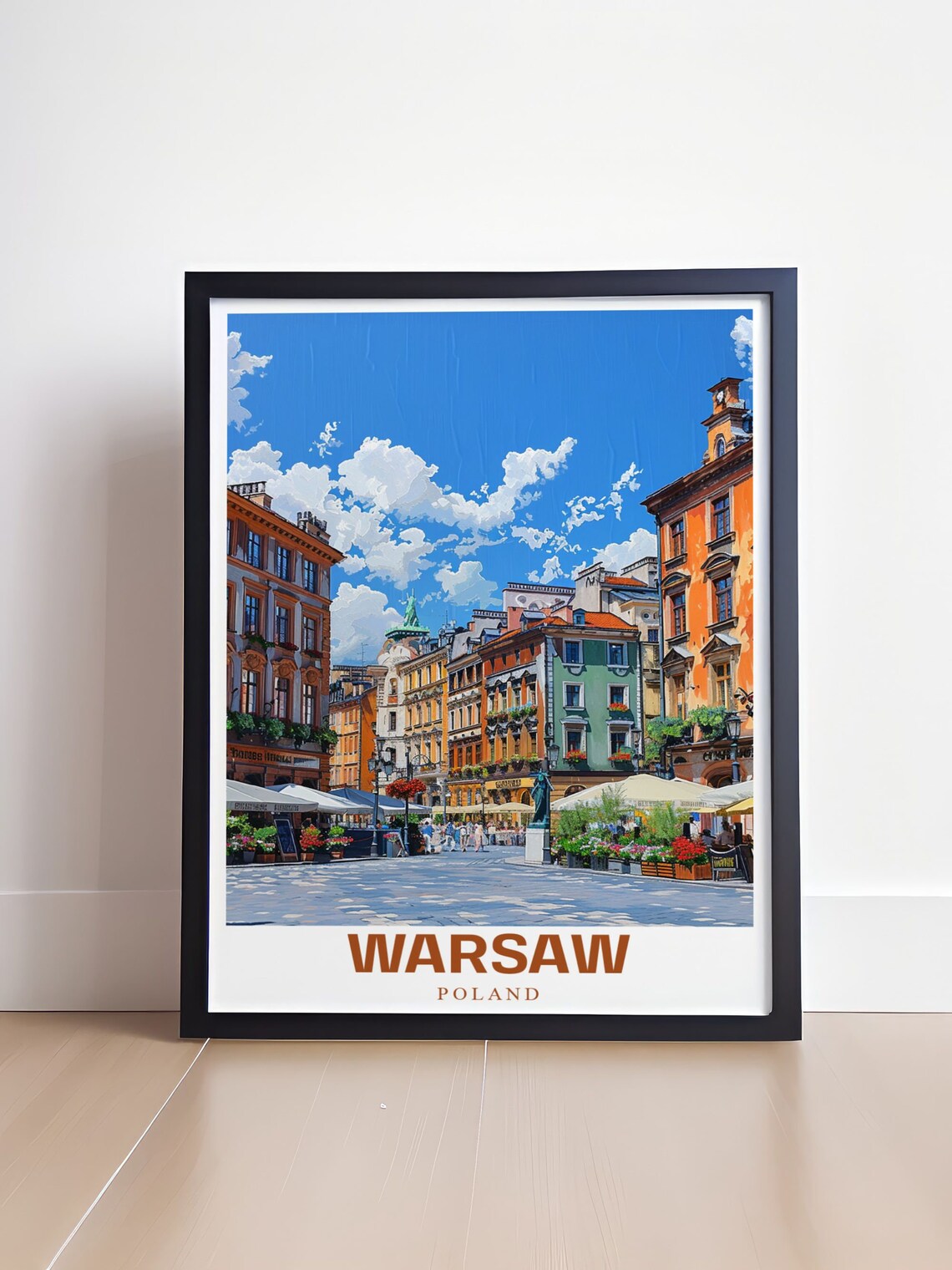 Warsaw Old Town Market Square Colorful Houses View Travel Poster - Image 4
