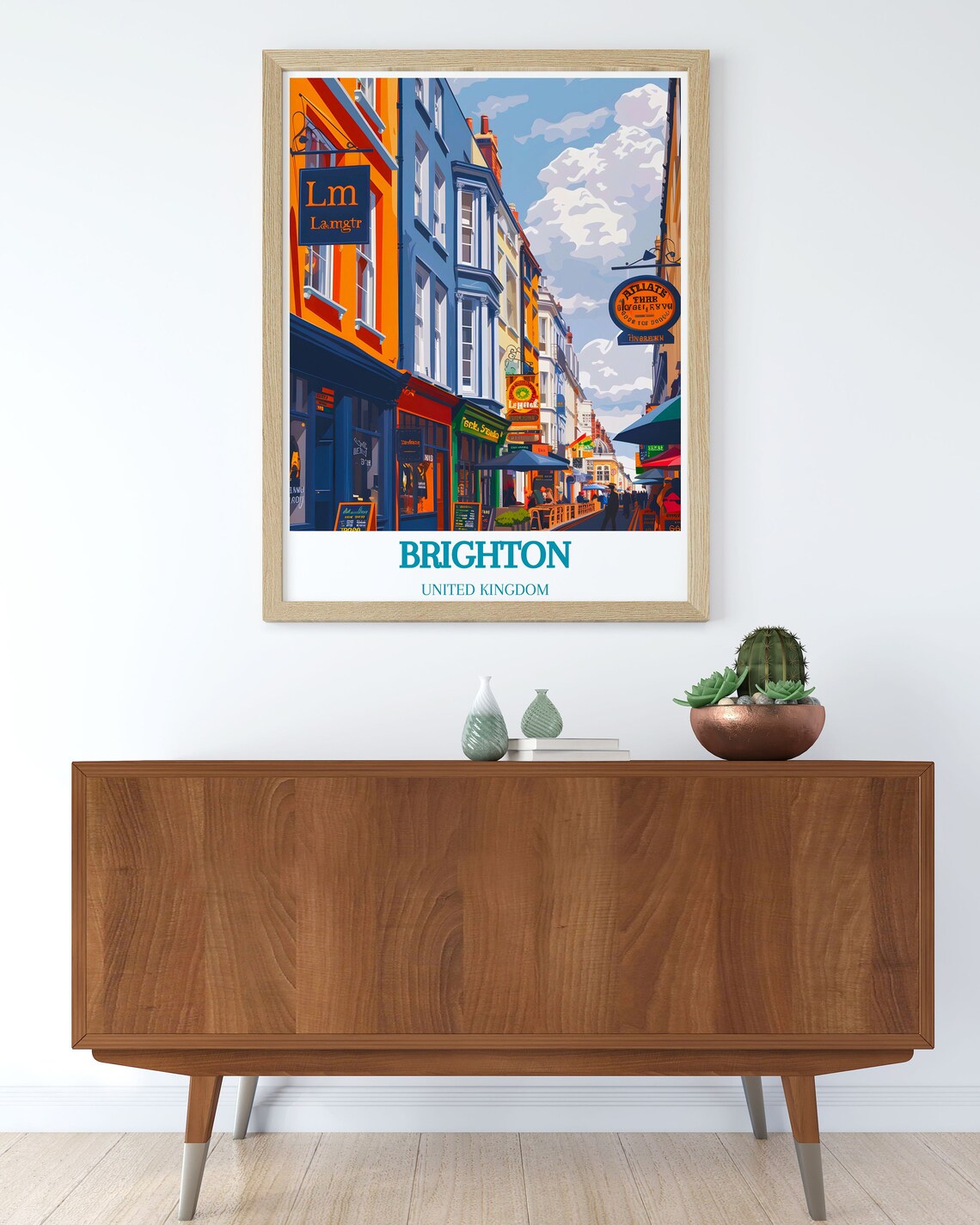 Brighton UK Colorful Historic Lanes Street Shops Travel Poster - Image 2