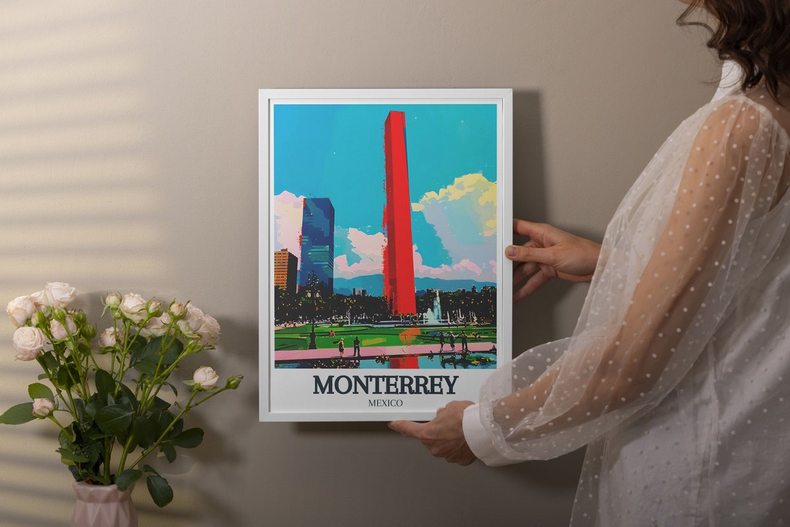Monterrey Macroplaza Red Obelisk Plaza Mexico City Art Poster - Image 3