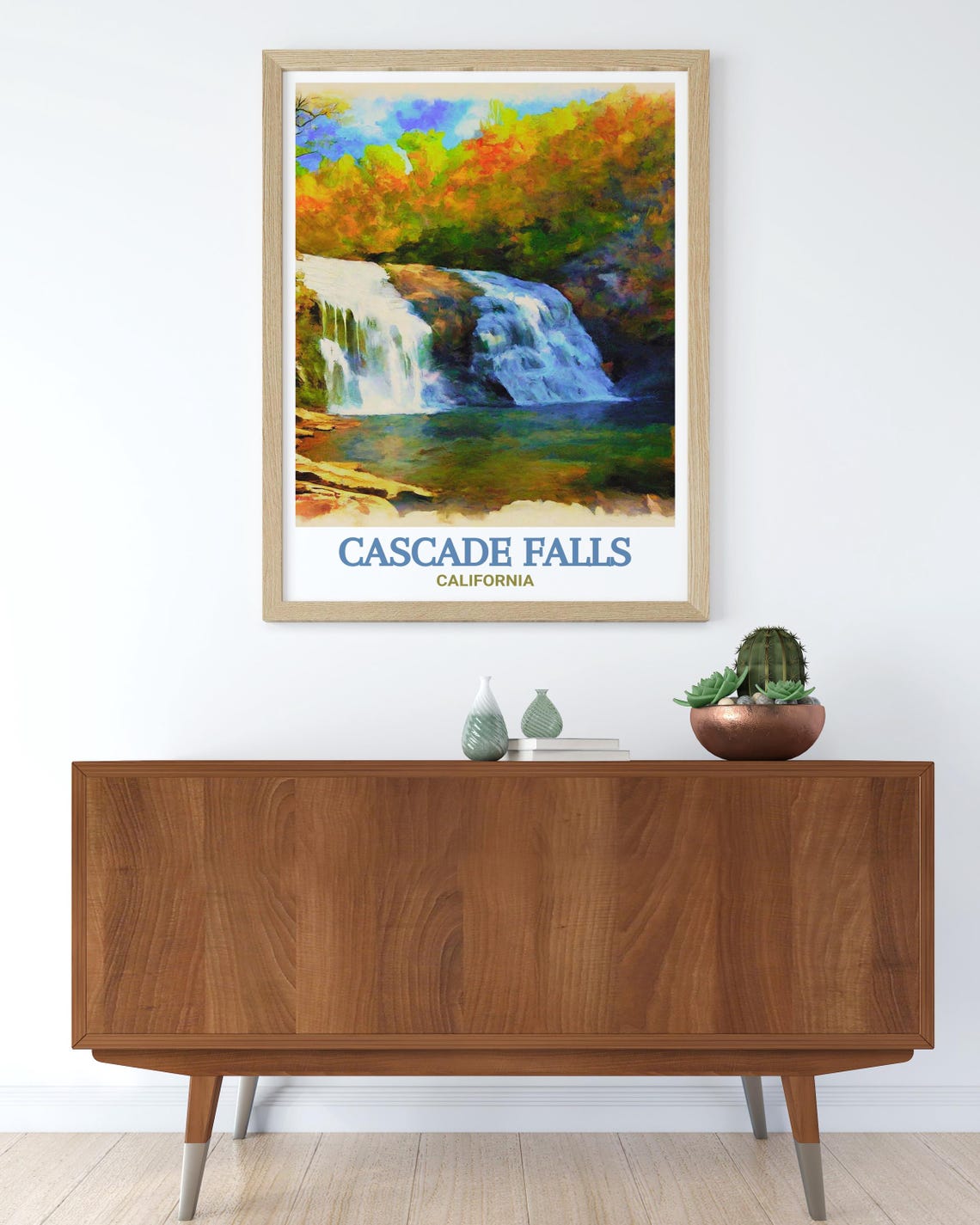 Cascade Falls California Poster Waterfall Cascading Through Forest Art - Image 2