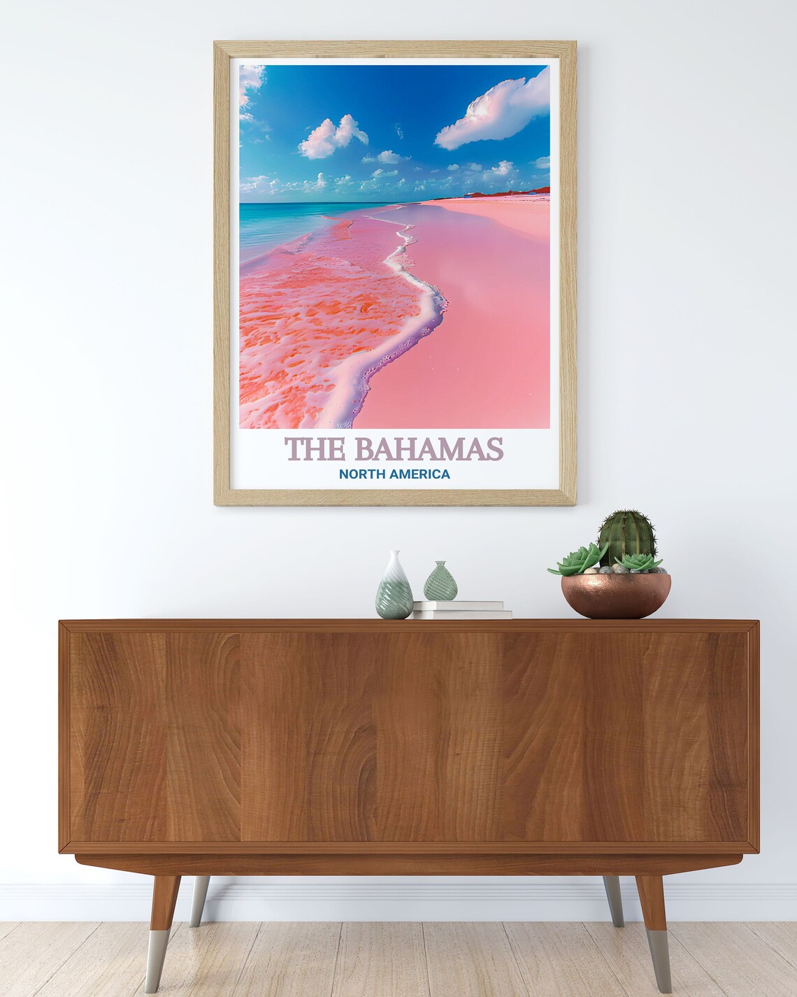 The Bahamas Pink Sand Beach Surf Under Turquoise Waves Poster - Image 2