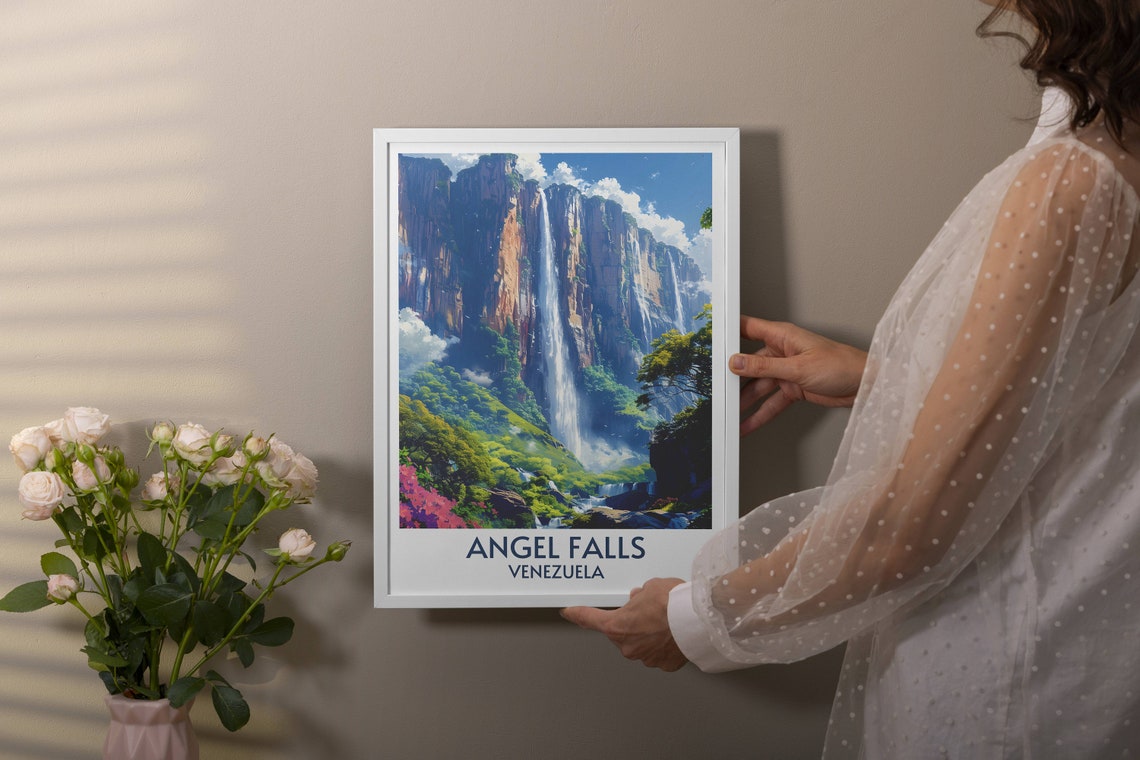 Angel Falls Venezuela Towering Tepui Waterfall Jungle Mist Poster - Image 2
