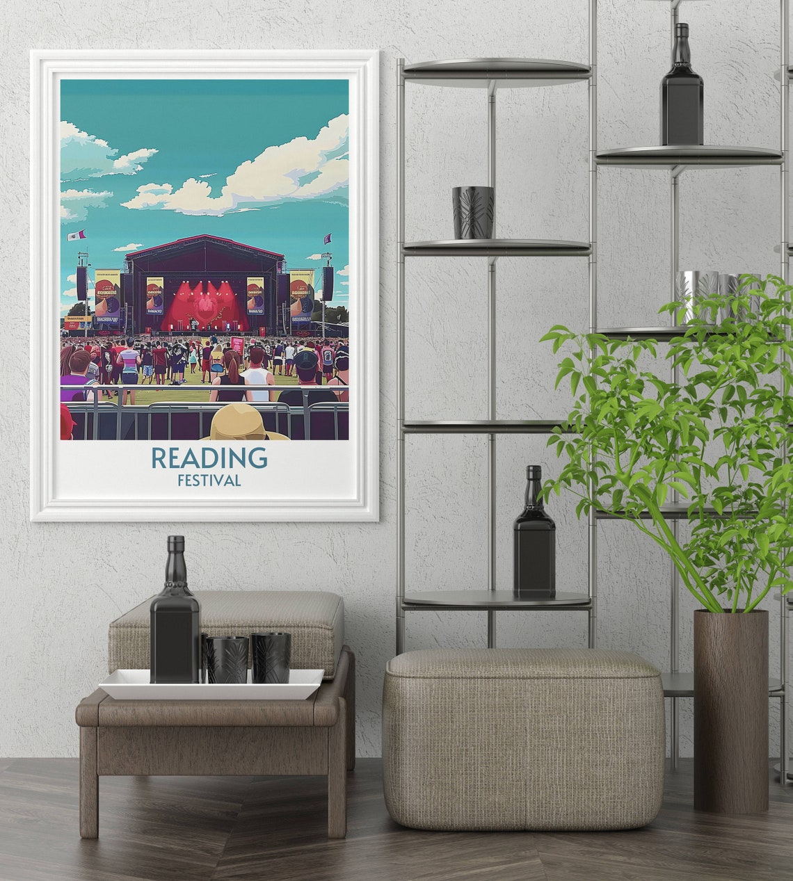 Reading Festival Illustrated Main Stage And Crowd Under Sky Poster - Image 2