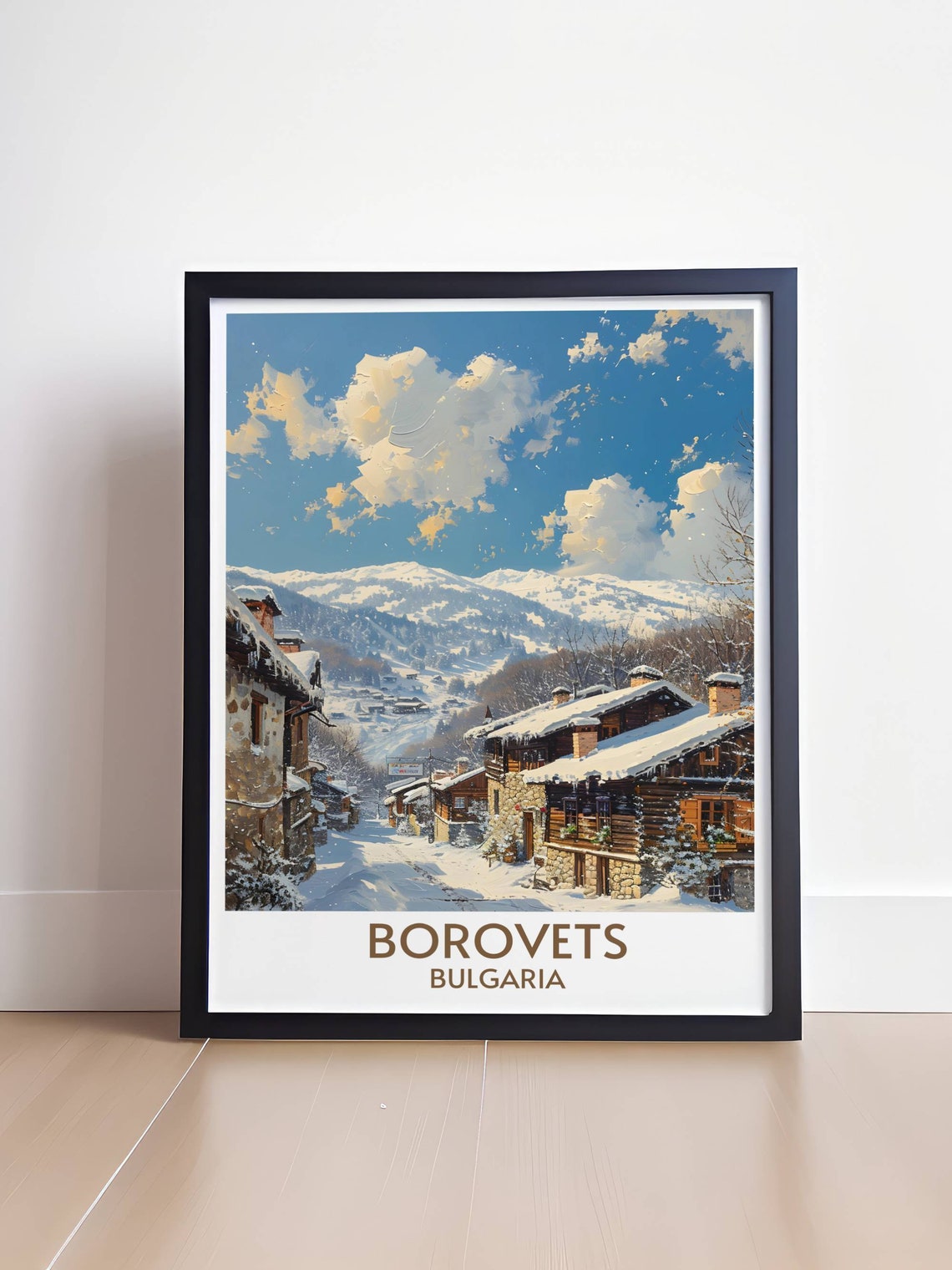 Borovets Bulgaria Snow Covered Village Street Ski Resort Poster - Image 4