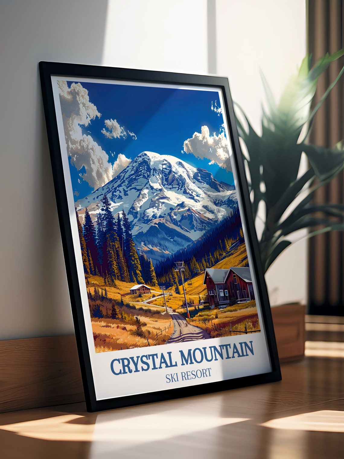 Crystal Mountain Ski Resort Golden Summer Meadow Alpine Poster - Image 2