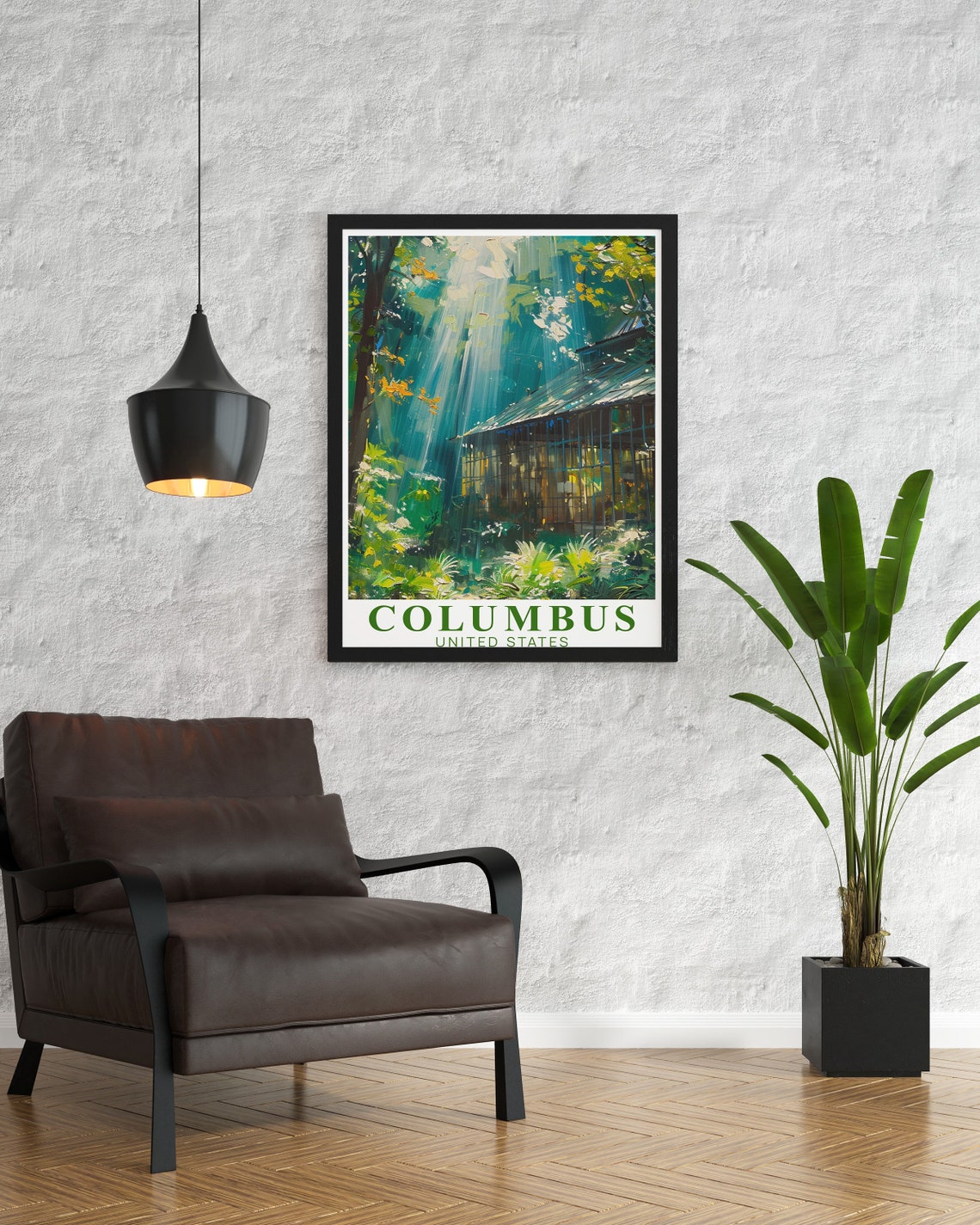 Columbus Conservatory Glasshouse Garden Sunlight Travel Poster - Image 2