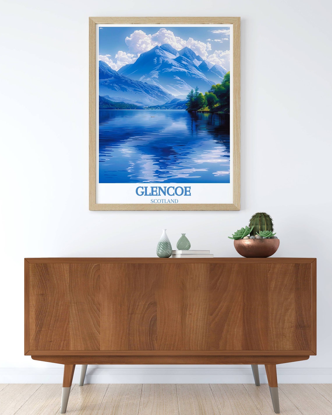 Glencoe Scotland Mirror Lake Blue Mountain View Travel Poster - Image 2