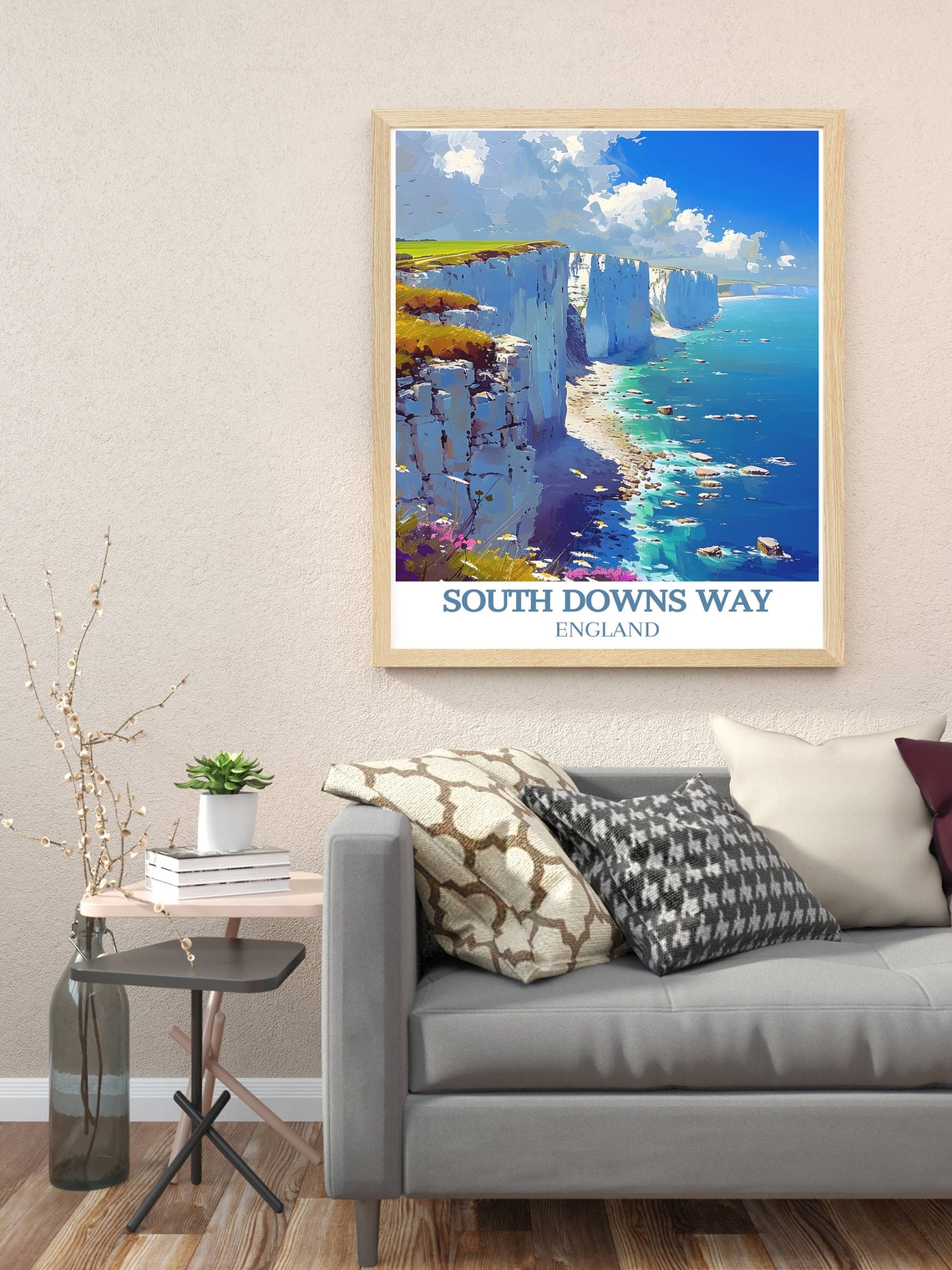 South Downs Way England Travel Poster with White Cliffs Coastal View - Image 3