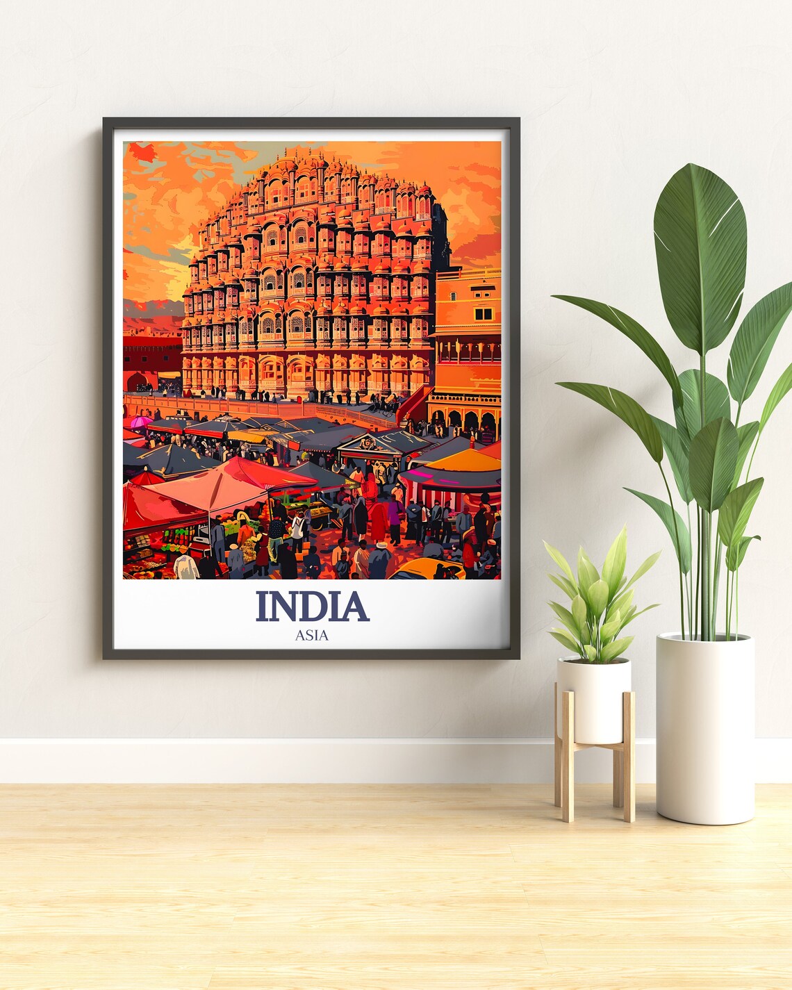Hawa Mahal at Sunset Above the Buzzing Jaipur Market Travel Poster - Image 3